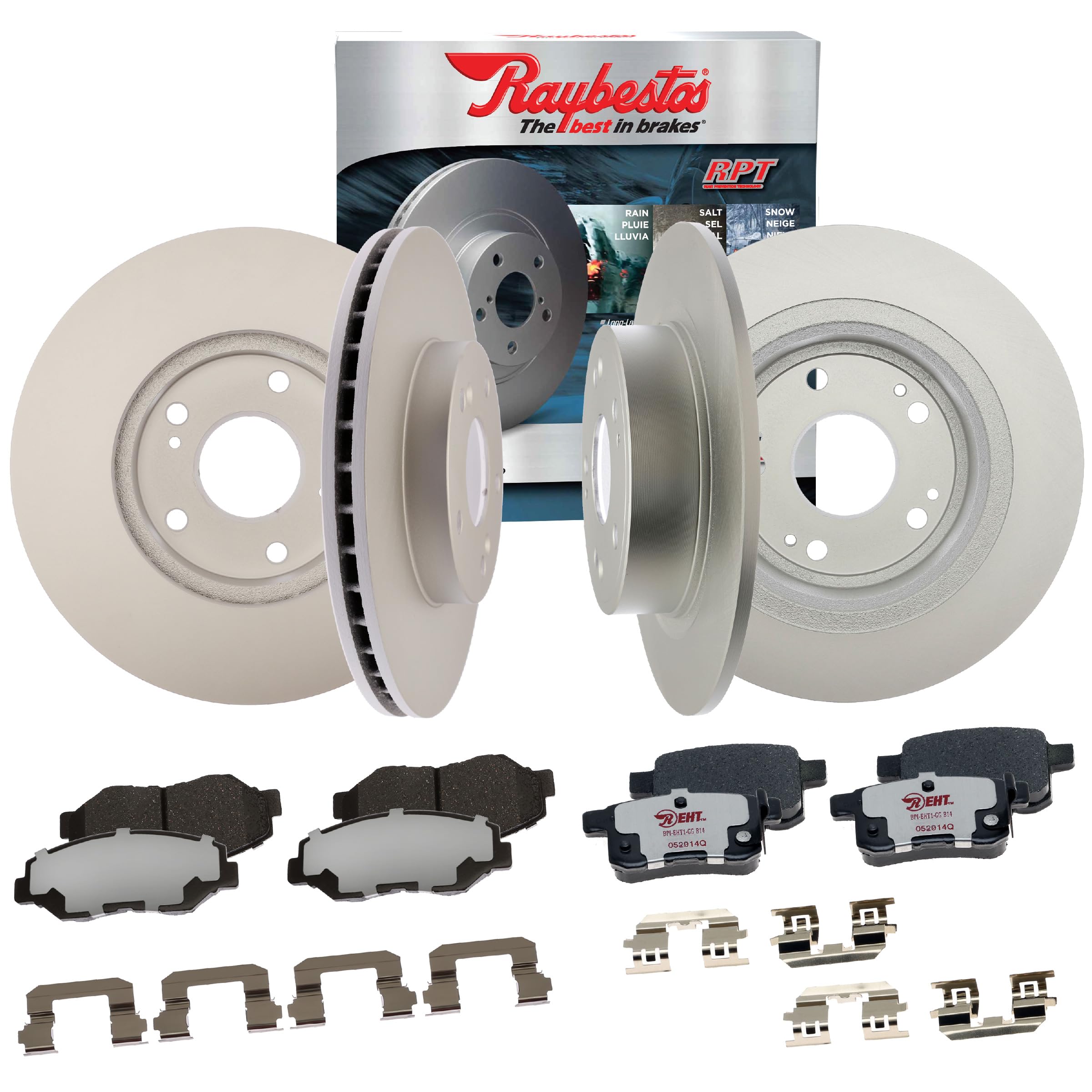 Raybestos E3V90054 Element3 Automotive Replacement Brake Kit for Front and Rear Coated Rotors and Hybrid Brake Pads for 2008-2012, 2014-2017 Honda Accord