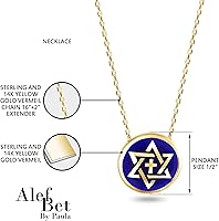 Vista 11 de Alef Bet by Paula Collar de cruz y estrella judía de David para mujer Plateado