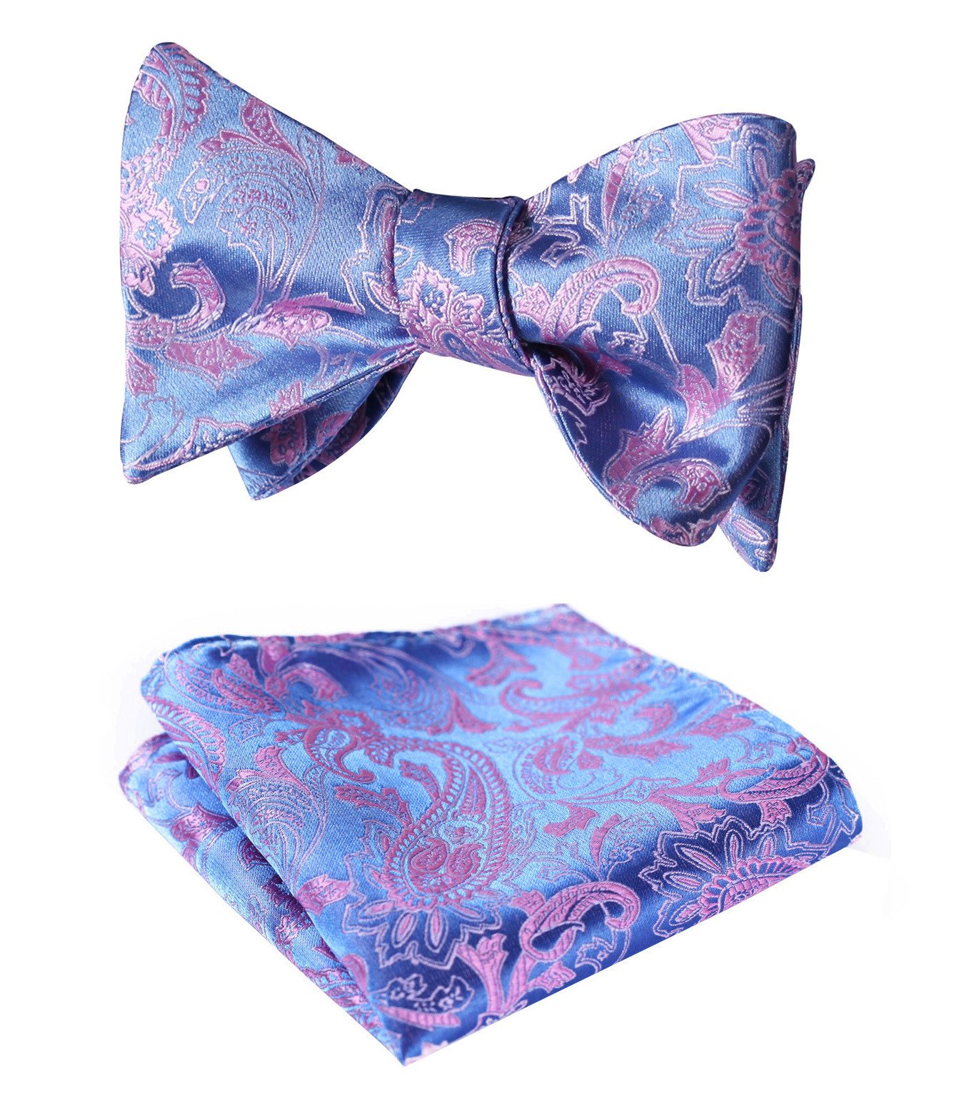 BIYINIMen's Self Bow Tie Paisley Bowties Pocket Square Set