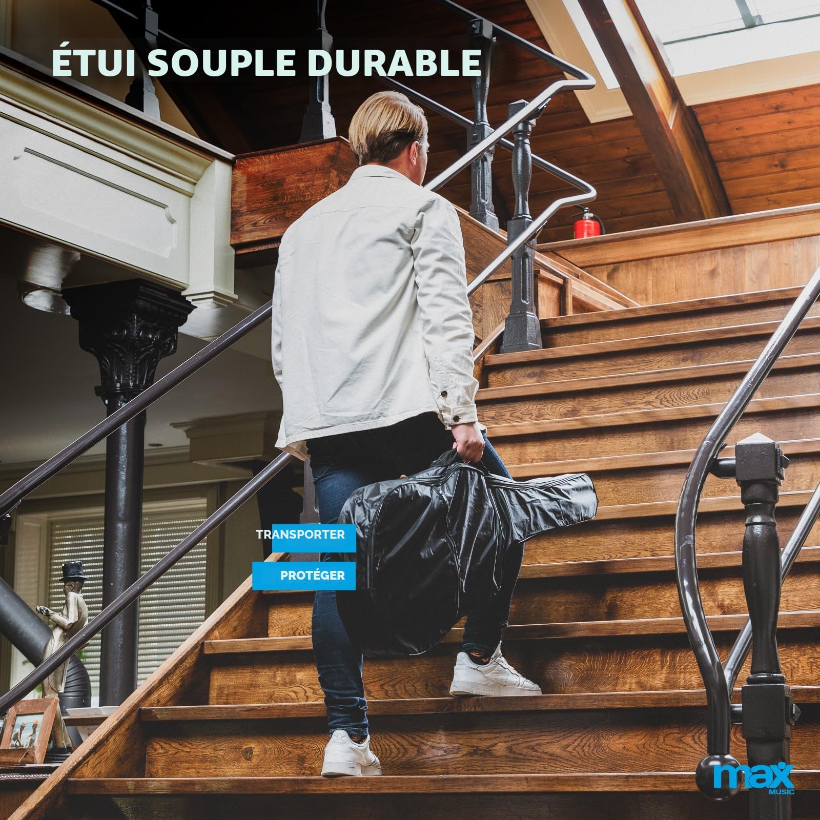Max Showkit - Guitare Électro-Acoustique Adulte - Bois Clair, Cordes en Acier, Amplificateur Intégré 40W, Livré avec un Sac de Transport et une Sangle, pour Musiciens Débutants