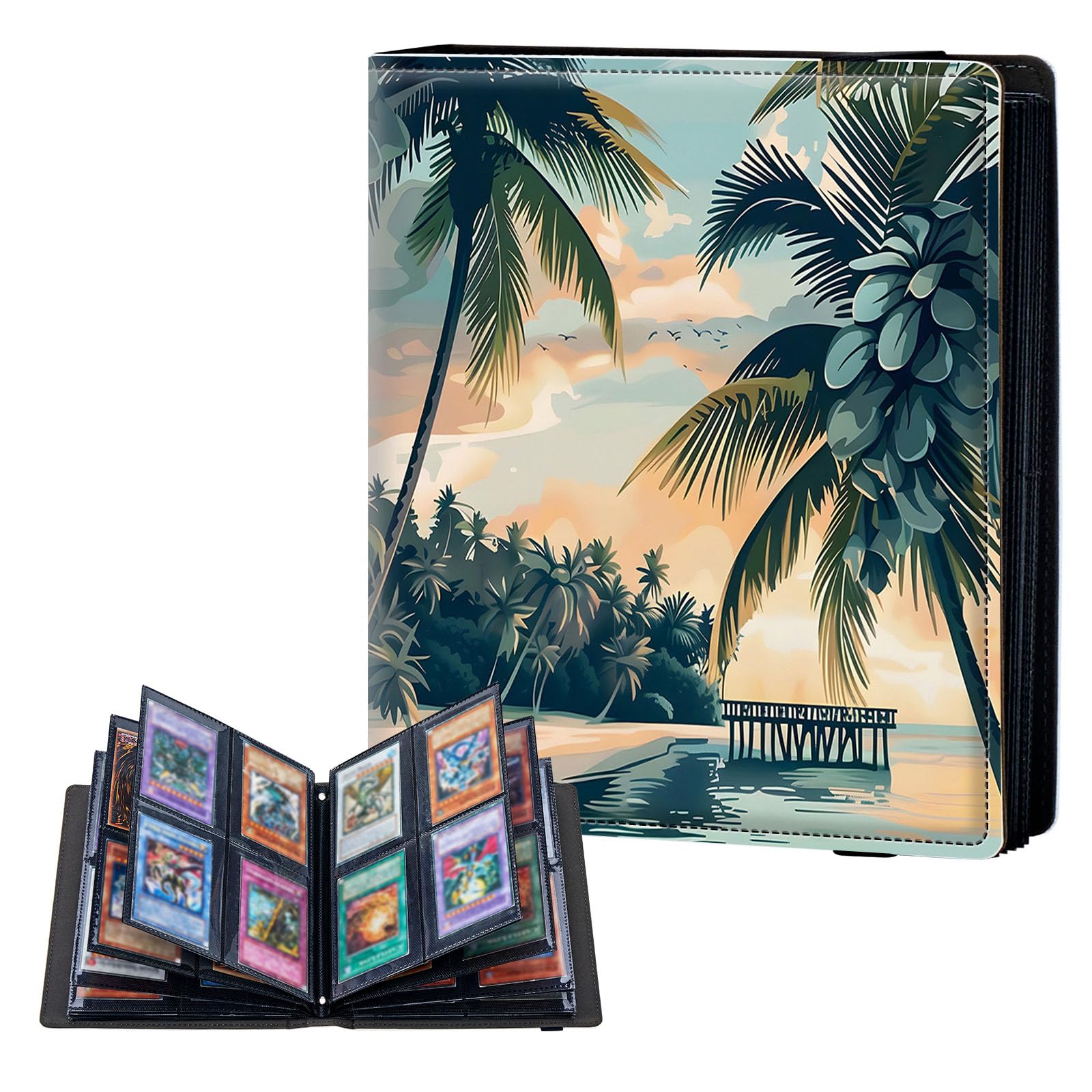 ETLKJVBL 4 Pocket Trading Card Binder, Card Collection Binder for TCG, MTG, Sports Cards, Baseball, Coconut Beach Trading Card Book Holder for Collectors, Top Loader Binder — image 1