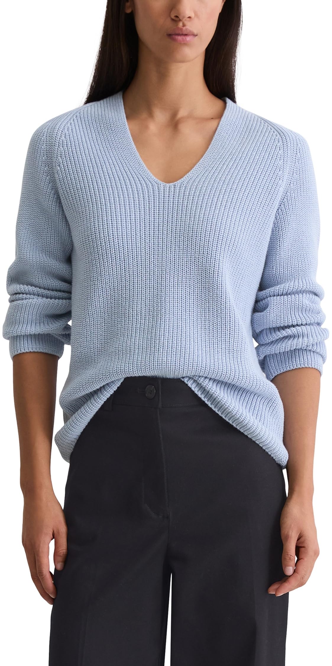 Marc OߴPolo Damen Strickpullover aus Bio-Baumwolle mit V-Ausschnitt