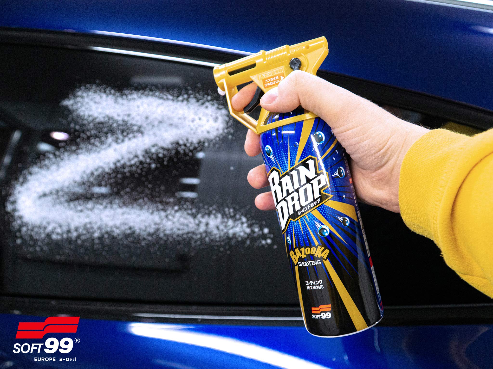 Detailmate Versiegelung Set: Soft99 Rain Drop Bazooka, 300ml - Sprühversiegelung für Lack, Scheinwerfer, Glasoberfläche, Reifen, Chrom, Kunststoff (außen), Felgen + Premium Mikrofasertuch
