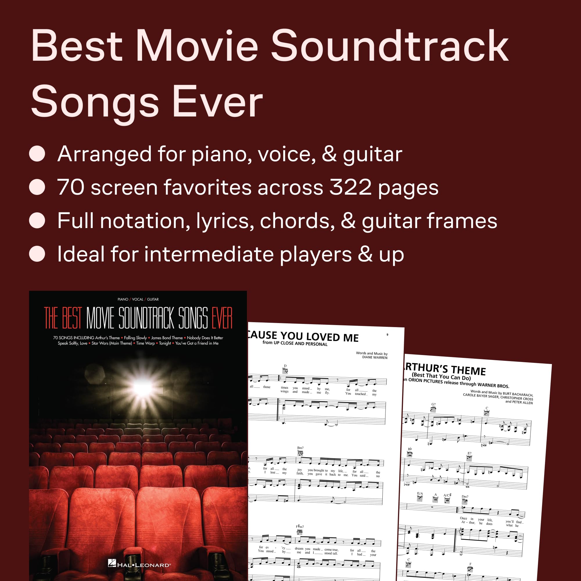 Best Movie Soundtrack Songs Ever: Piano / Vocal / Guitar