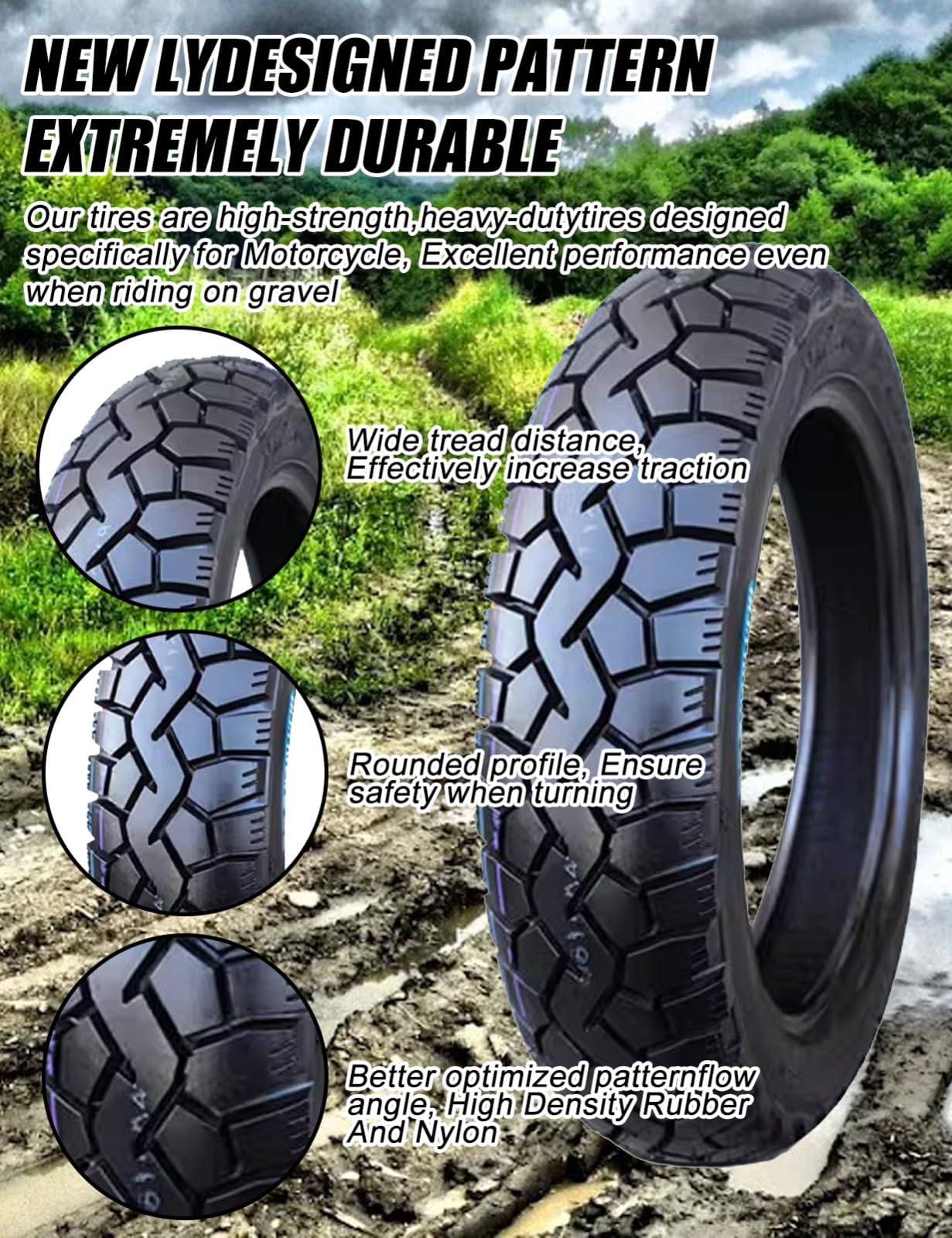 Opona i dętka do motocykli offroad, 16 cali, do motocykli terenowych z przodu lub z tyłu, gruba opona do codziennego użytku, 8 P.R. 300 kPa, 67P