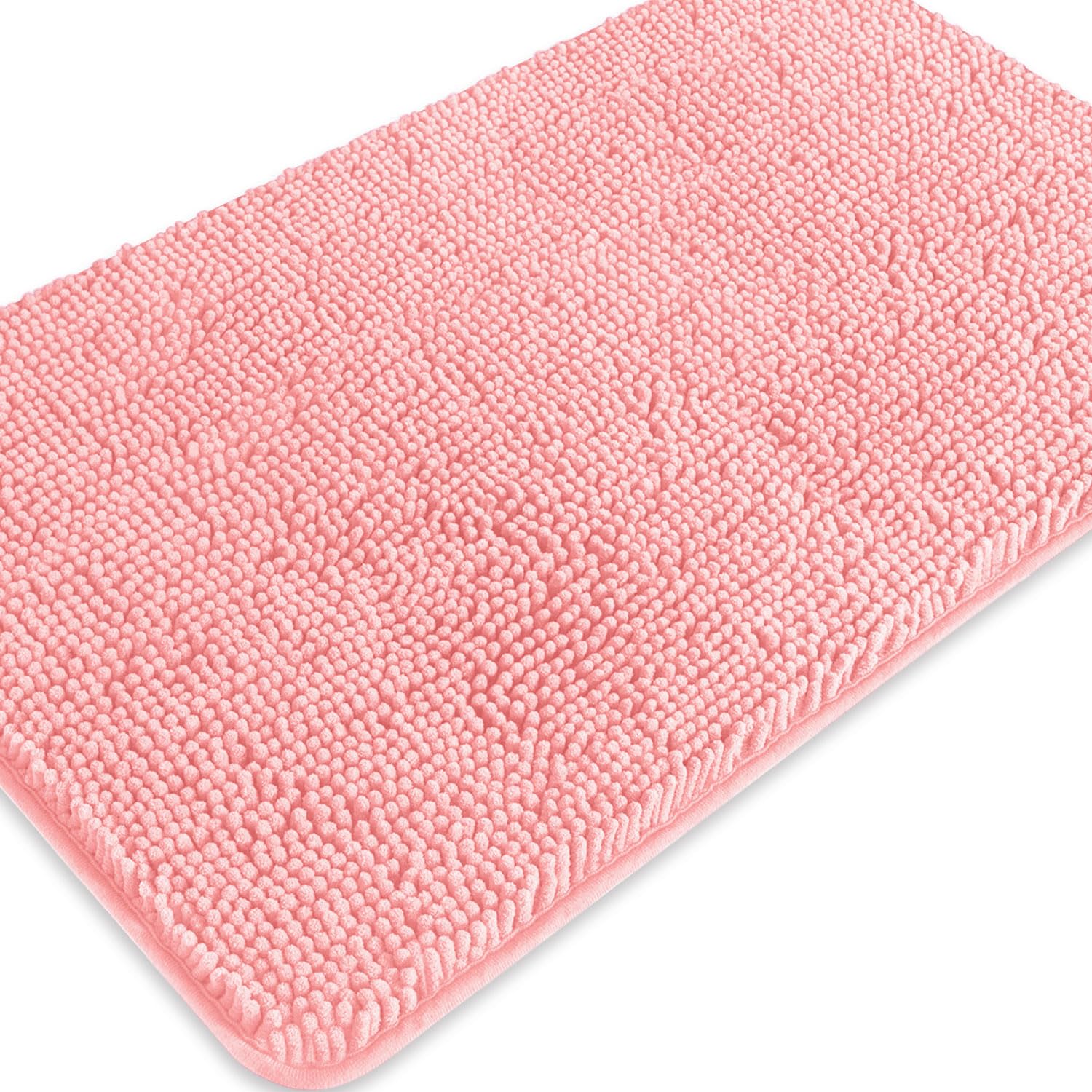 PureSwan Pink Bathroom Rugs – Absorbent and Washable Bath Mat, Non-Slip, Thick Soft Chenille Bath Rugs for Bathroom Floor, Shower, Sink - 20" x 32"