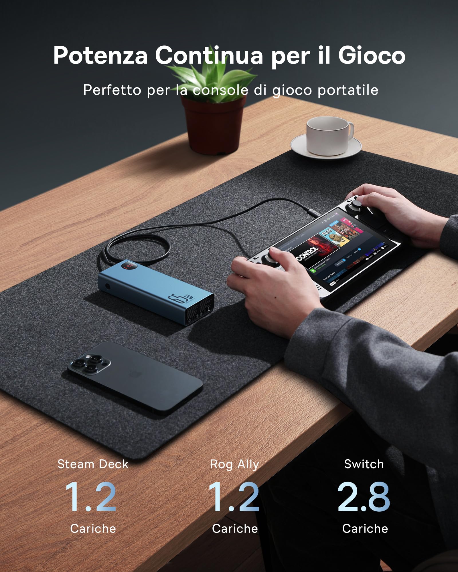 Baseus Power Bank, 65W 20000mAh USB C Caricabatterie Portatile, PD3.0 QC4.0 Battery Batteria Ricarica Rapida con Display a LED per iPhone 12 11 XS Samsung S20 MacBook IPAD PRO Nintendo Switch