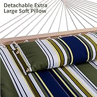 Vista 5 de SUNCREAT - Hamaca doble, tela acolchada extra grande con barras de madera maciza y cojín desmontable, resistente, perfecta para patio