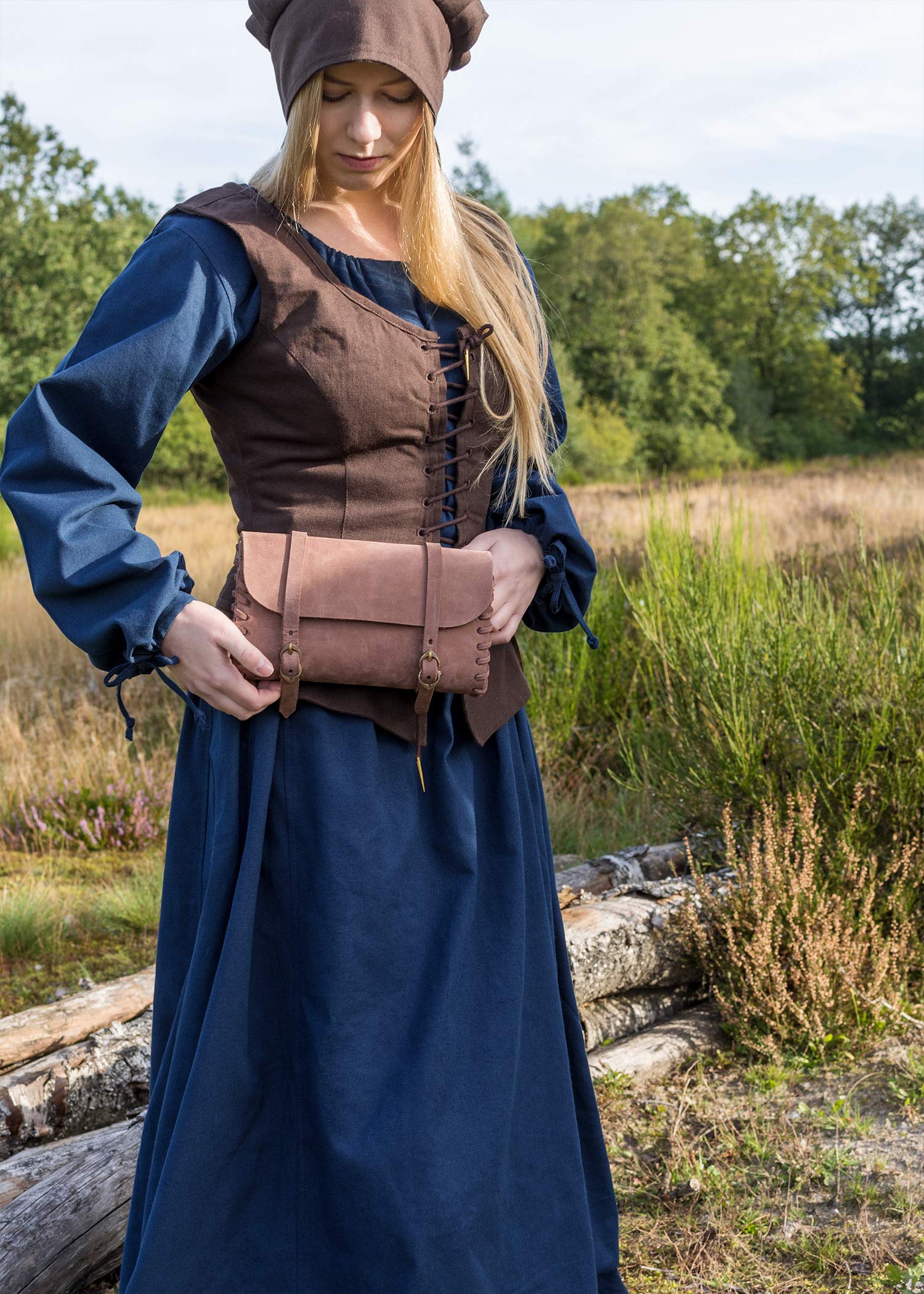 Battle-Merchant Mittelalter Kleid Ana, Damen Unterkleid | bodenlang, Langarm, Baumwolle, Wikinger Gewandung, Reenactment, LARP & Fantasy Cosplay