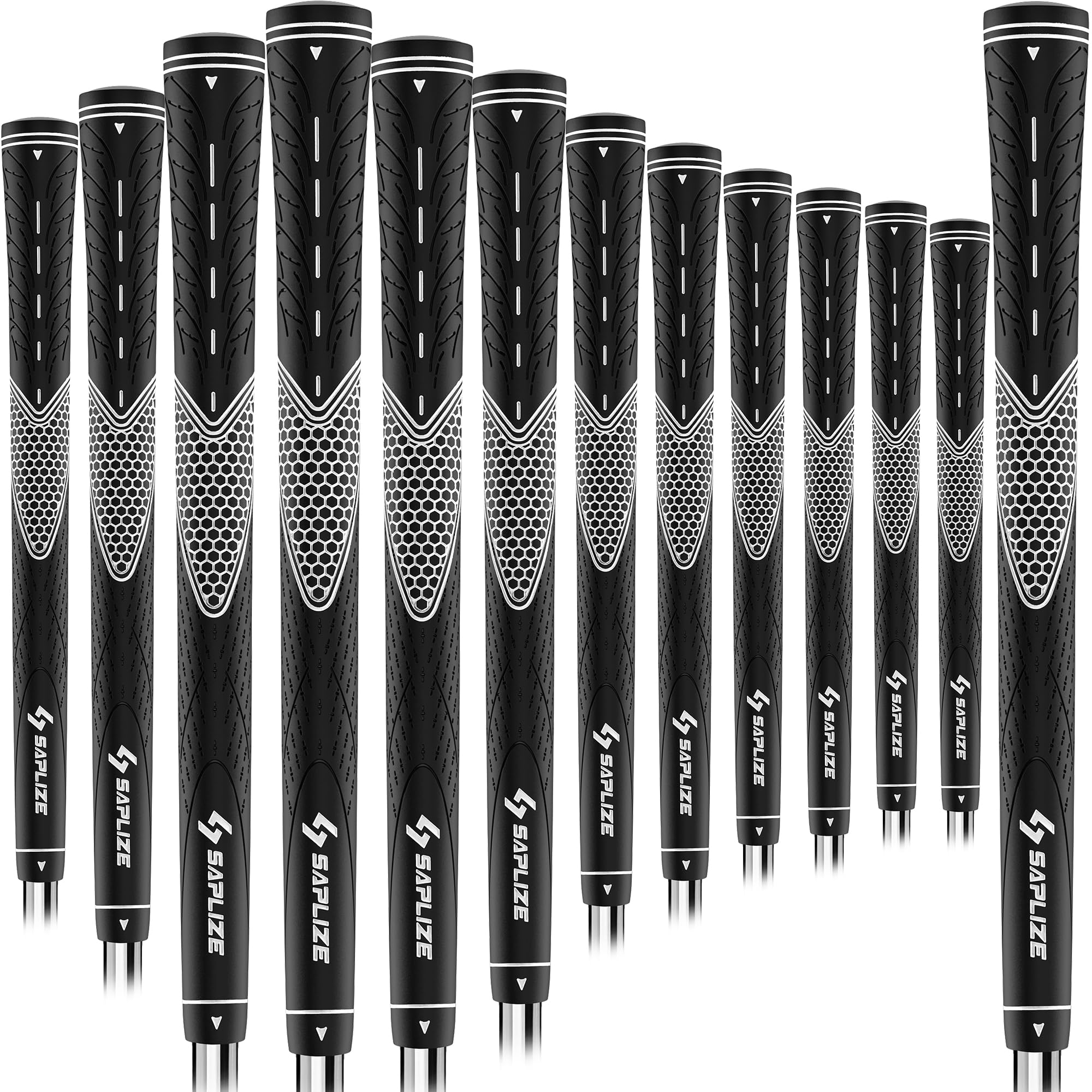 SAPLIZE CC01 Rubber Golf Grips, 13 Grips, 4 Colors Available, Standard/Midsize/Oversize Anti-Slip Rubber Golf Club Grips, White, Midsize — image 1