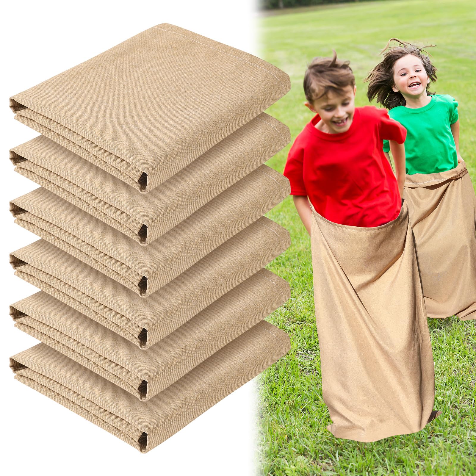 UNIFAMILY 6 Pack Potato Sack Race Bags, Sack Race Bags for Outdoor Sports Games, Outdoor Lawn Games for Adults and Kids, Carnival Easter Party