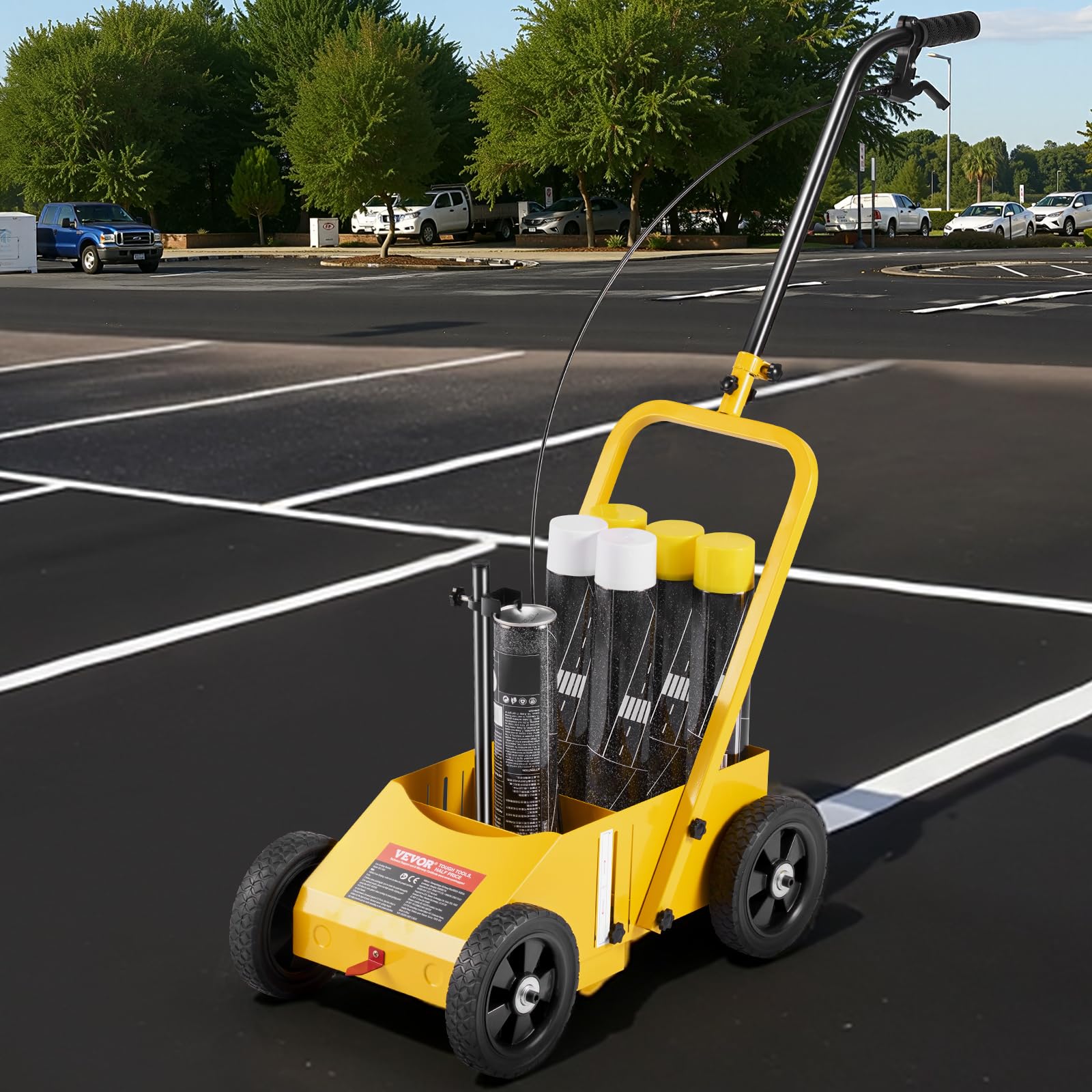VEVOR Traceuse de Lignes 61 x 33 x 90 cm, Machine de Marquage Routier à 4 Roues, Largeur Réglable 5,6-10,2 cm, pour des Lignes Nettes sur les Routes, Garage Stationnement et Terrains de Sport, Jaune