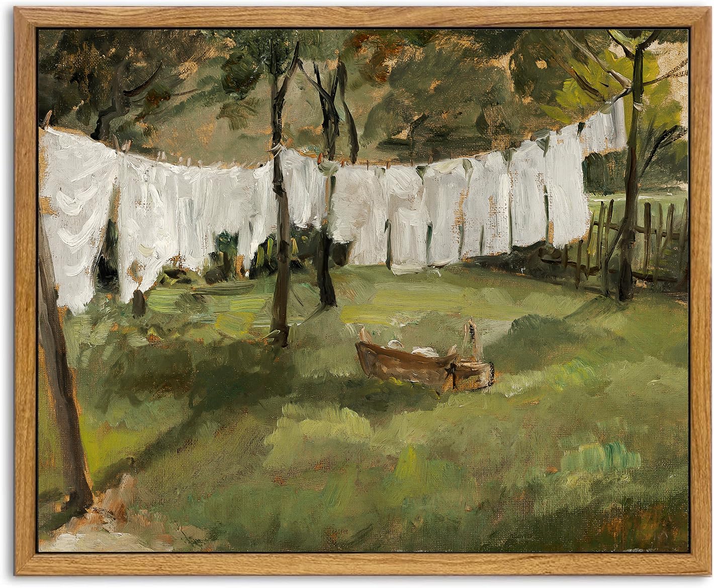 KBKBART Framed Canvas Wall Art Home Decor, Vintage Laundry Room Art Prints Wall Decor, Farmhouse Decor Canvas Oil Painting, Antique Country Landscape