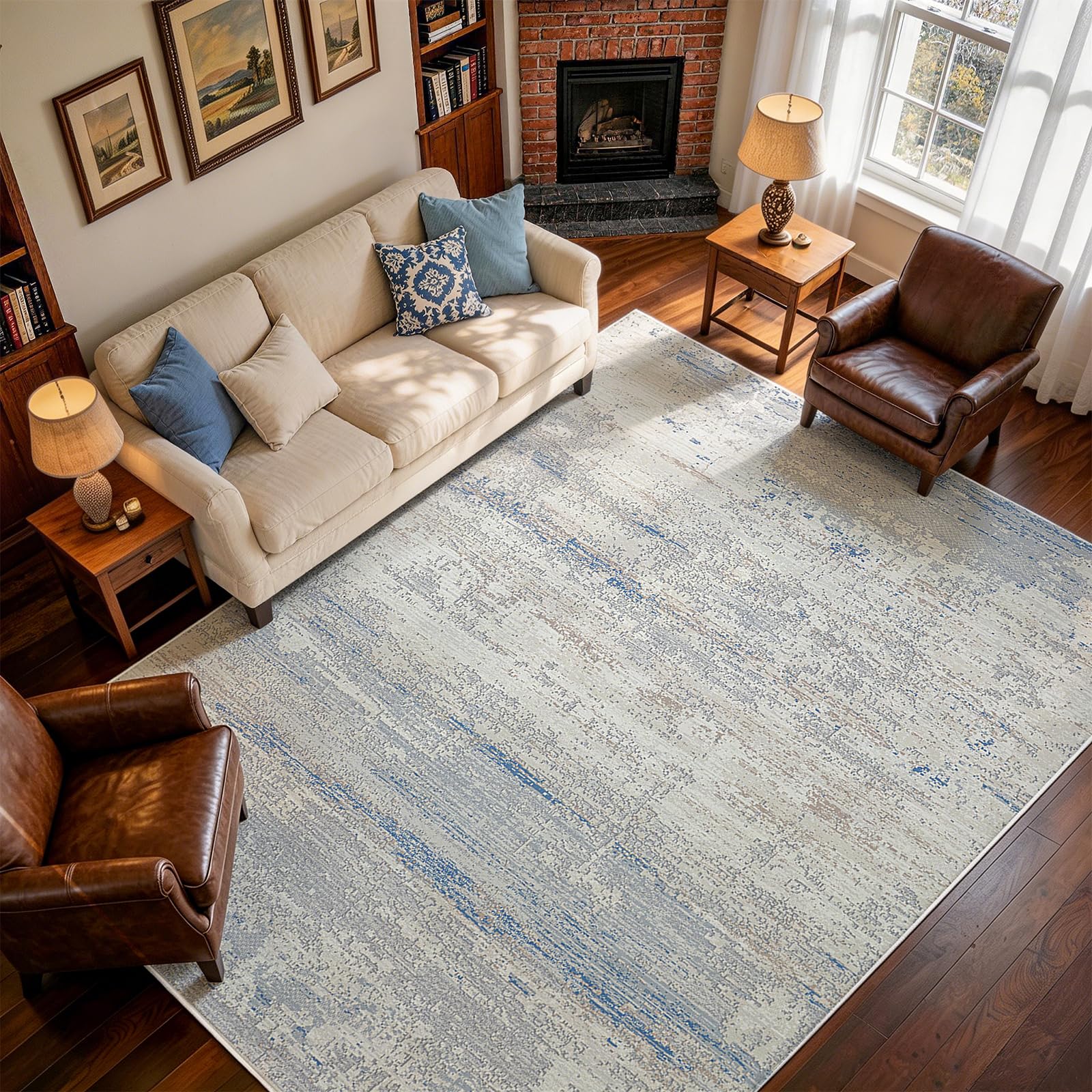 Photo 1 of ***FACTORY SEALED***Lbris Washable Rugs 9x12 Area Rug for Living Room- Modern Abstract Rugs for Bedroom,Dining Room, Large Soft Low Pile Carpet with Non Slip Rubber Backing,Neutral Accent Rug for Nursery Home Office