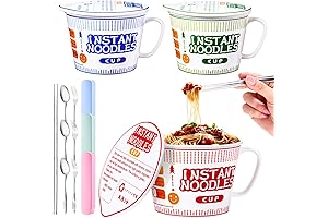 Japanese Ramen Bowl Set Includes Instant Noodle Bowl Microwave Holder 3 Pcs...