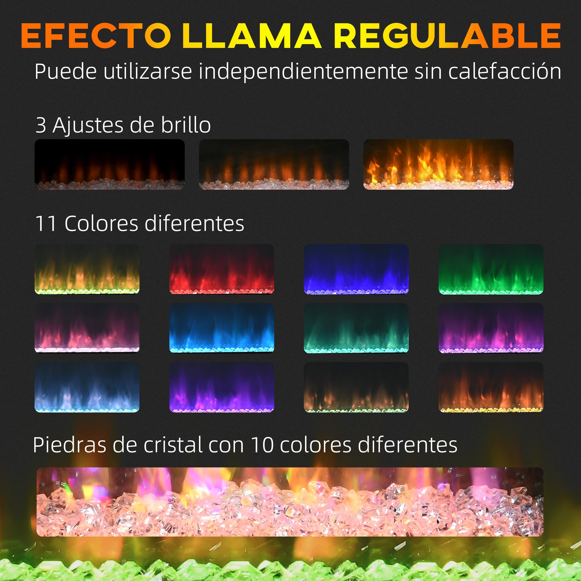 HOMCOM Chimenea Eléctrica 1000W/2000W de Pared o Pie 98x27x54,5 cm Blanco | Chimenea Decorativa, Temperatura Ajustable, Silencioso, Temporizador, Control Remoto, para Sala 15-25 m²