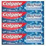 MaxFresh Cool Mint Toothpaste Pack&comma; Fresh Breath Toothpaste with Fluoride and Hundreds of Mini Breath Strips&comma; Leaves Mouth Feeling Refreshed for Hours&comma; 4 Pack&comma; 6&period;3 oz