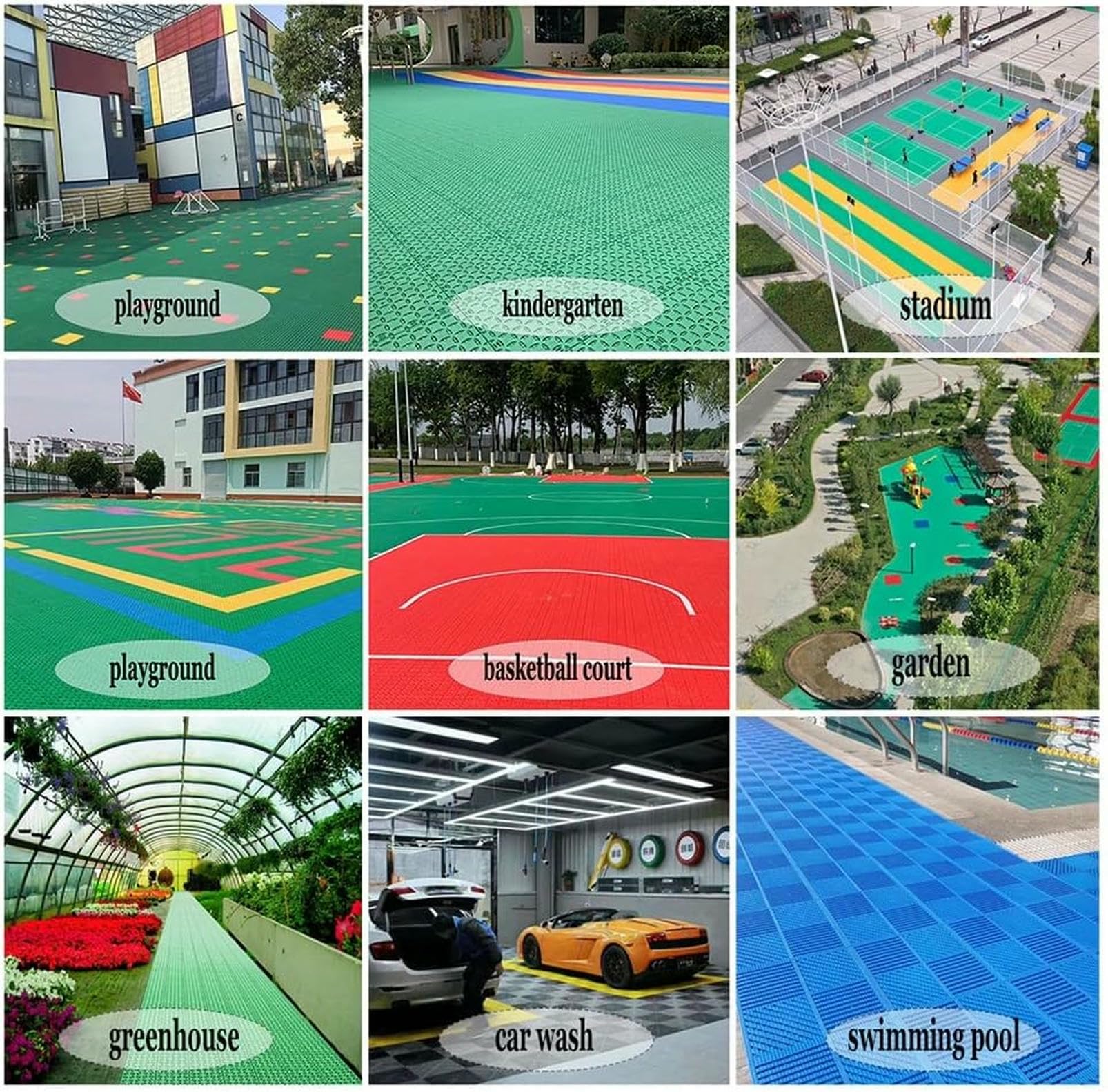 Płytki podłogowe do boisk sportowych, modułowe maty drenażowe do przedszkola i przestrzeni publicznej, łatwe do czyszczenia i konserwacji