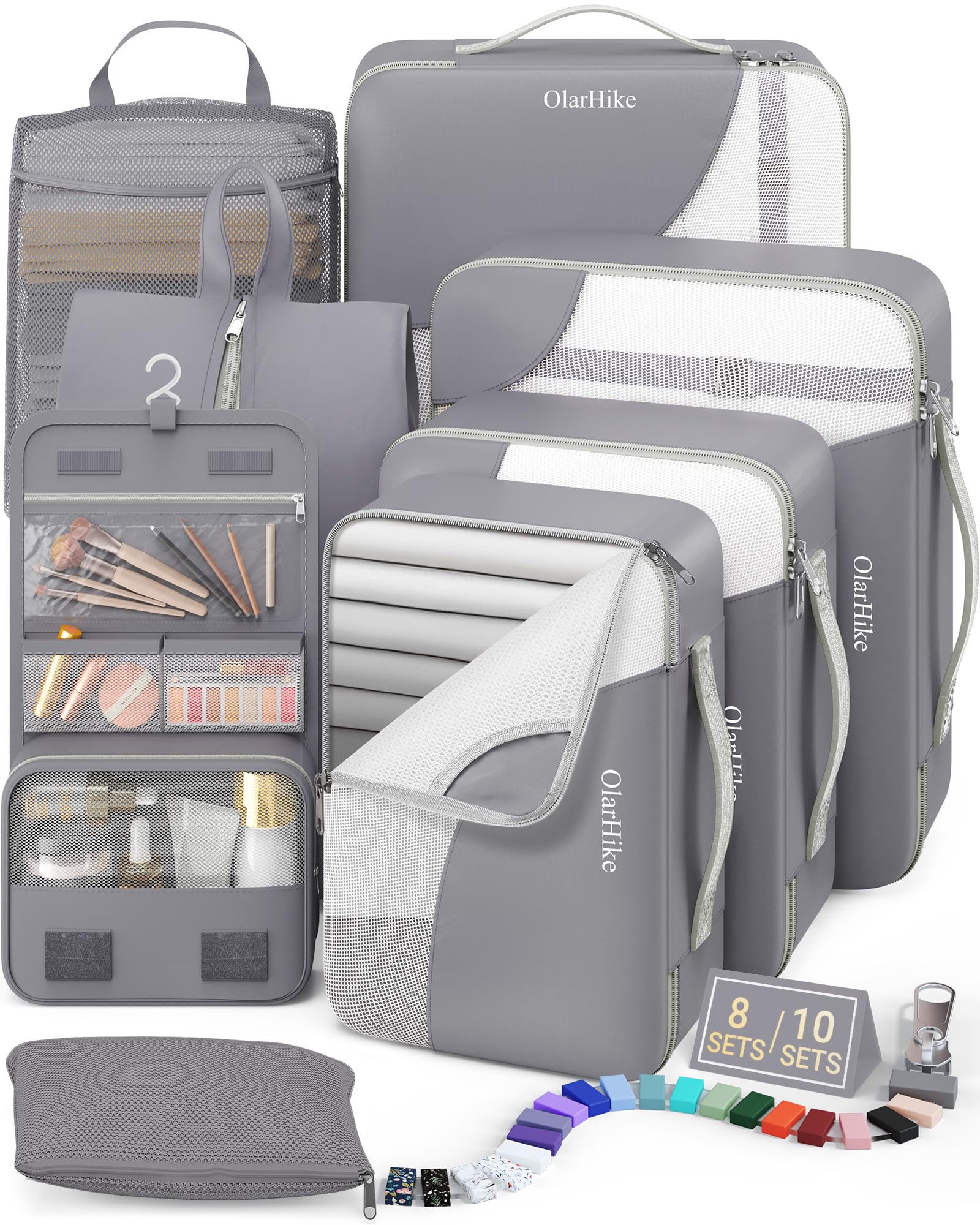 OlarHike 8 Set Packing Cubes for Travel,Gifts for Women Mom,Anti-Tearing Suitcase Organizer,with Over 1000 pcs Mesh Holes,Vacation Essentials &amp; Accessories for Cruise Ship