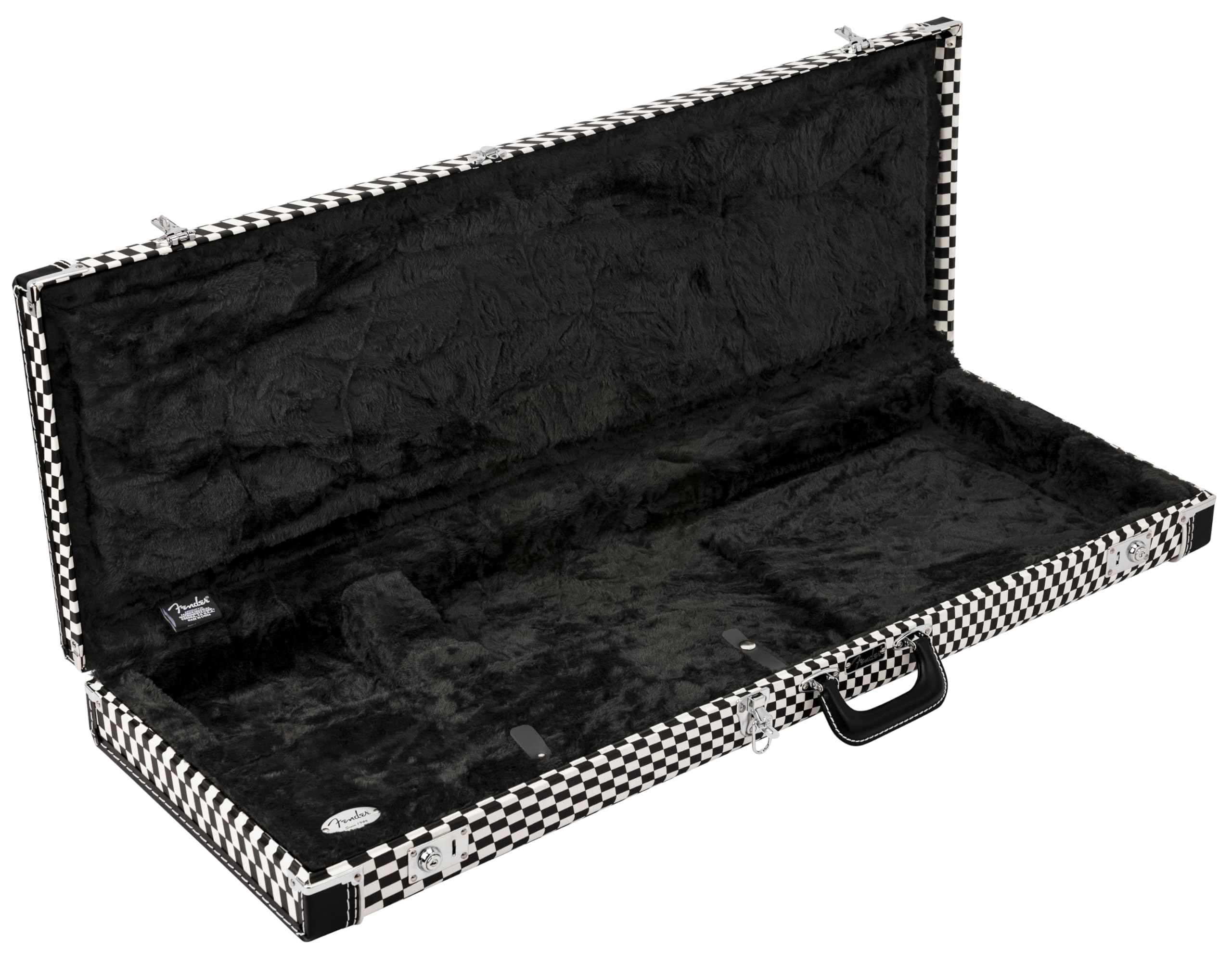 Fender Classic Series Hardshell Wood Electric Guitar Case, Stratocaster/Telecaster, Wavy Checkerboard