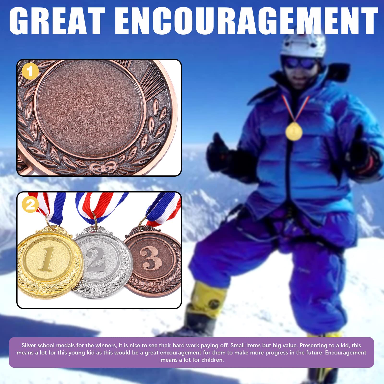 Swpeet Winner Medals Gold Silver Bronze Award Medals, 1st 2nd 3rd Award Medals with Neck Ribbon, Olympic Style Medals Prizes for Competitions, Party Decorations and Awards