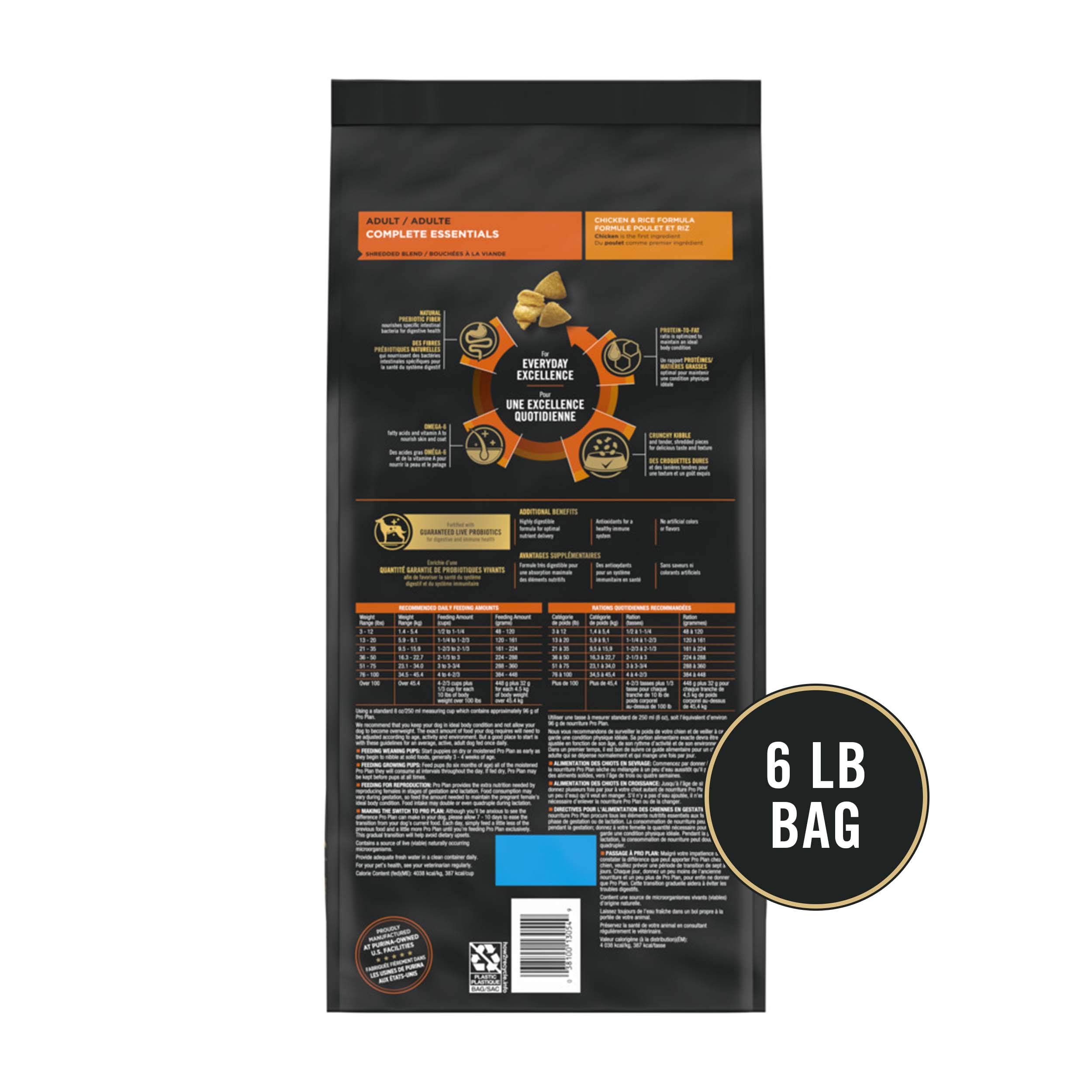 Purina Pro Plan with Probiotics Shredded Blend High Protein, Adult Dry Dog Food Chicken & Rice (Packaging May Vary)