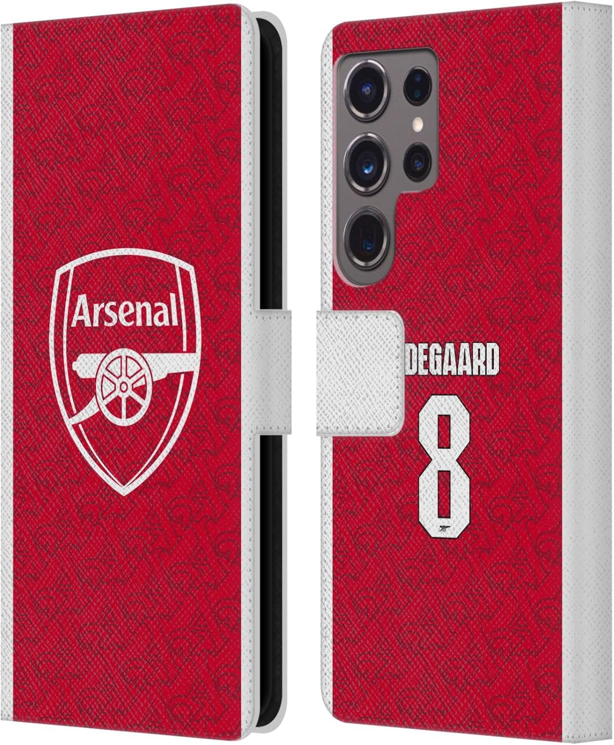 Head Case Designs Officially Licensed Arsenal FC Martin Ødegaard 2025/26 Players Home Kit Leather Wallet Case Compatible with Samsung Galaxy S24 Ultra 5G