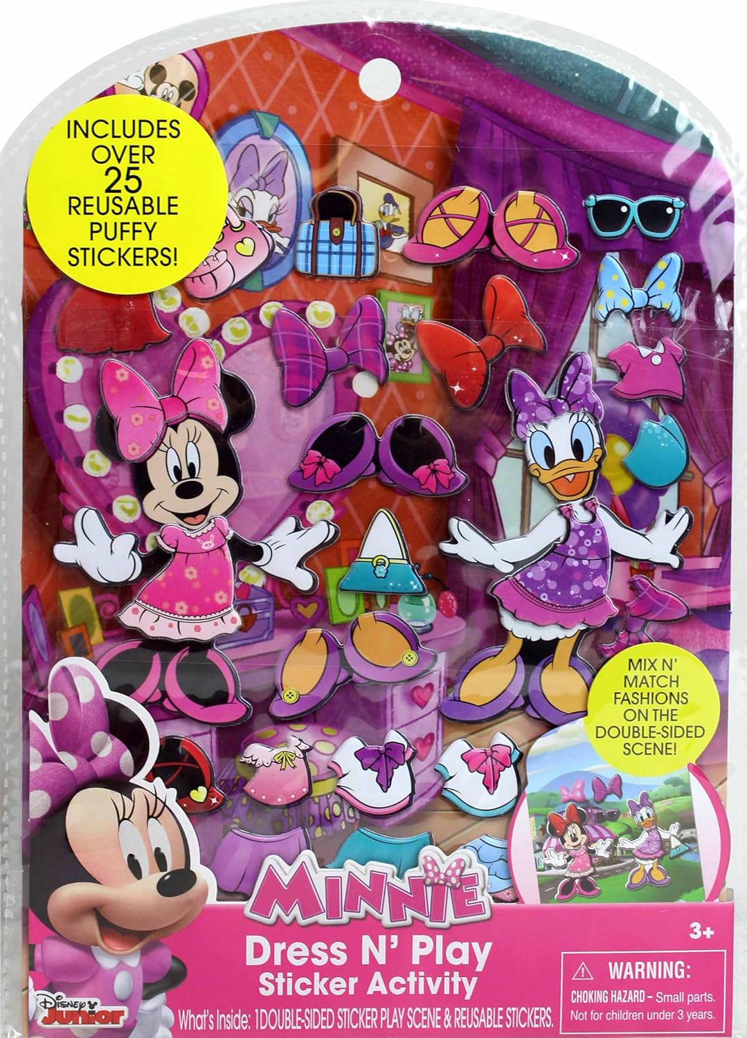 Tara Toy Minnie Mouse Stick N Play - 25ct - Resuable Stickers, Double Sided Scene