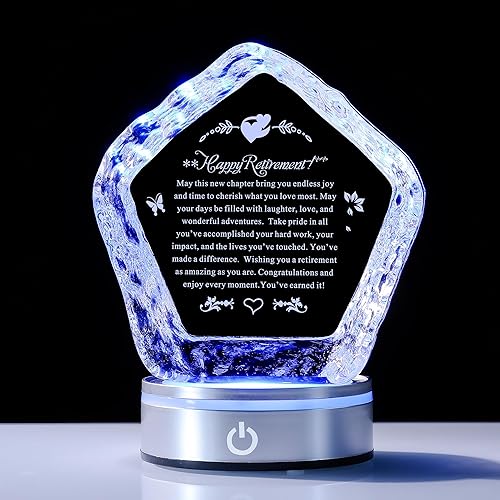 Iceberg Retirement Gift with LED Base - Deep Legacy Crystal