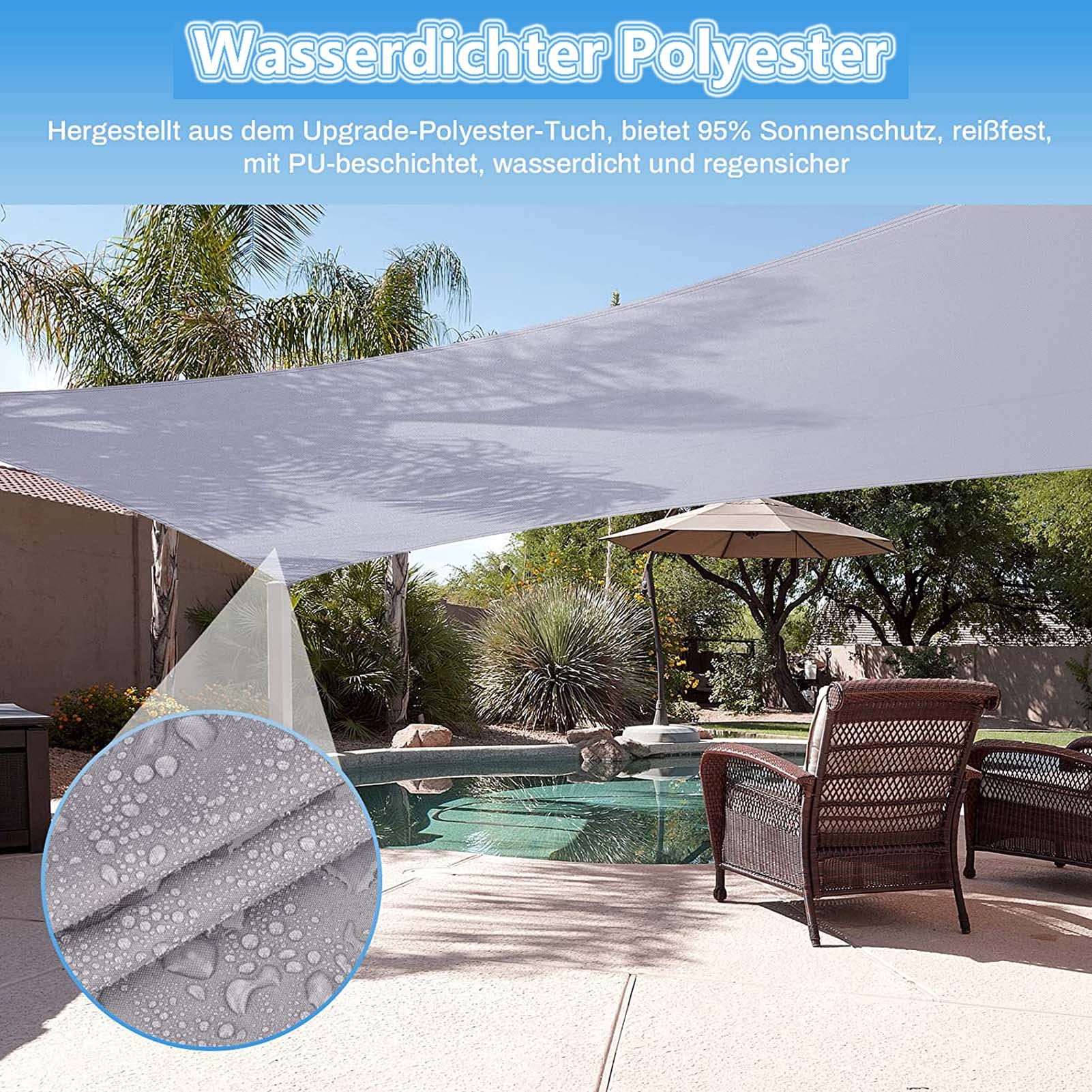 Toldo Rectangular De 10 X 20 Pies, Toldo De Tela De Refugio De Tela Para Patio Al Aire Libre, Permeable Al Agua Y Al Aire, Para Patio, Patio, Jardín, Cochera, Actividades