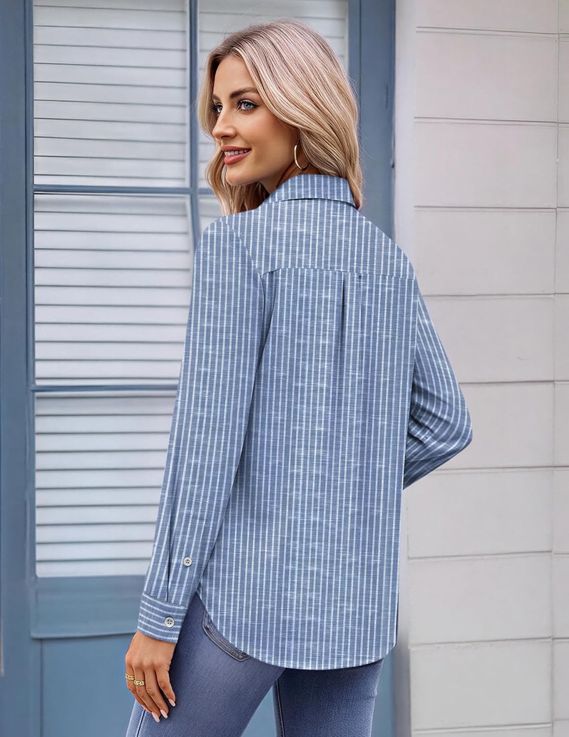 Zeagoo Womens Button Down Shirt Long Sleeve Work Blouse with Pocket | Business Clothing, Dressy Casual Shirts, Floral Blouse, Solid Color Office Wear
