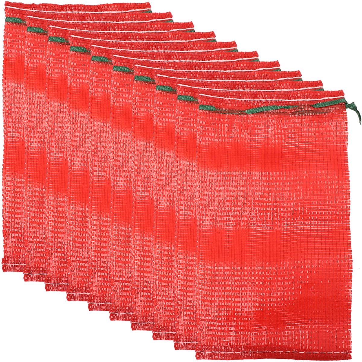 50 Bolsas de Malla Roja 49x27 Cm para Productos Agrícolas, Reutilizables y Lavables, Cordón Resistente para Almacenamiento y Transporte de Cebollas, Patatas y Verduras