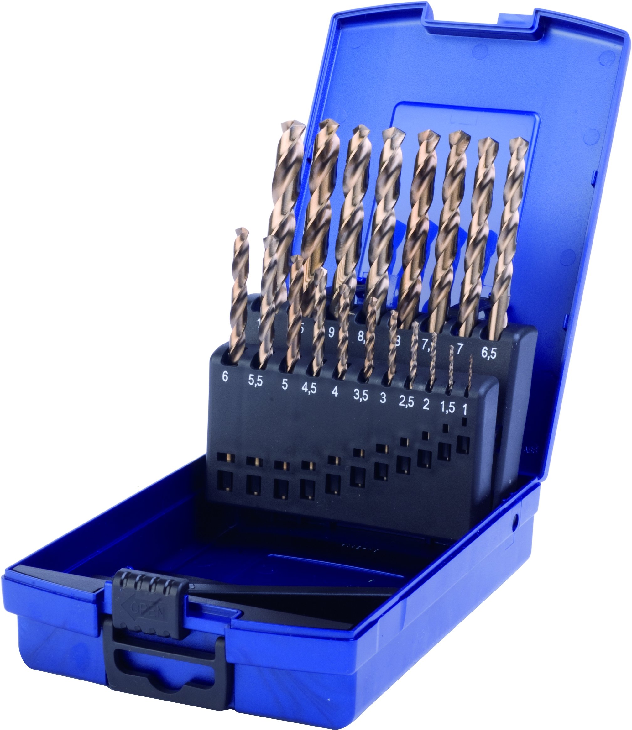 19 Piezas Profesional de juego – Broca en espiral, DIN 338, HSS-Co (, tipo VA, Blank, 1,0 – 10,0 mm x 0,5 mm