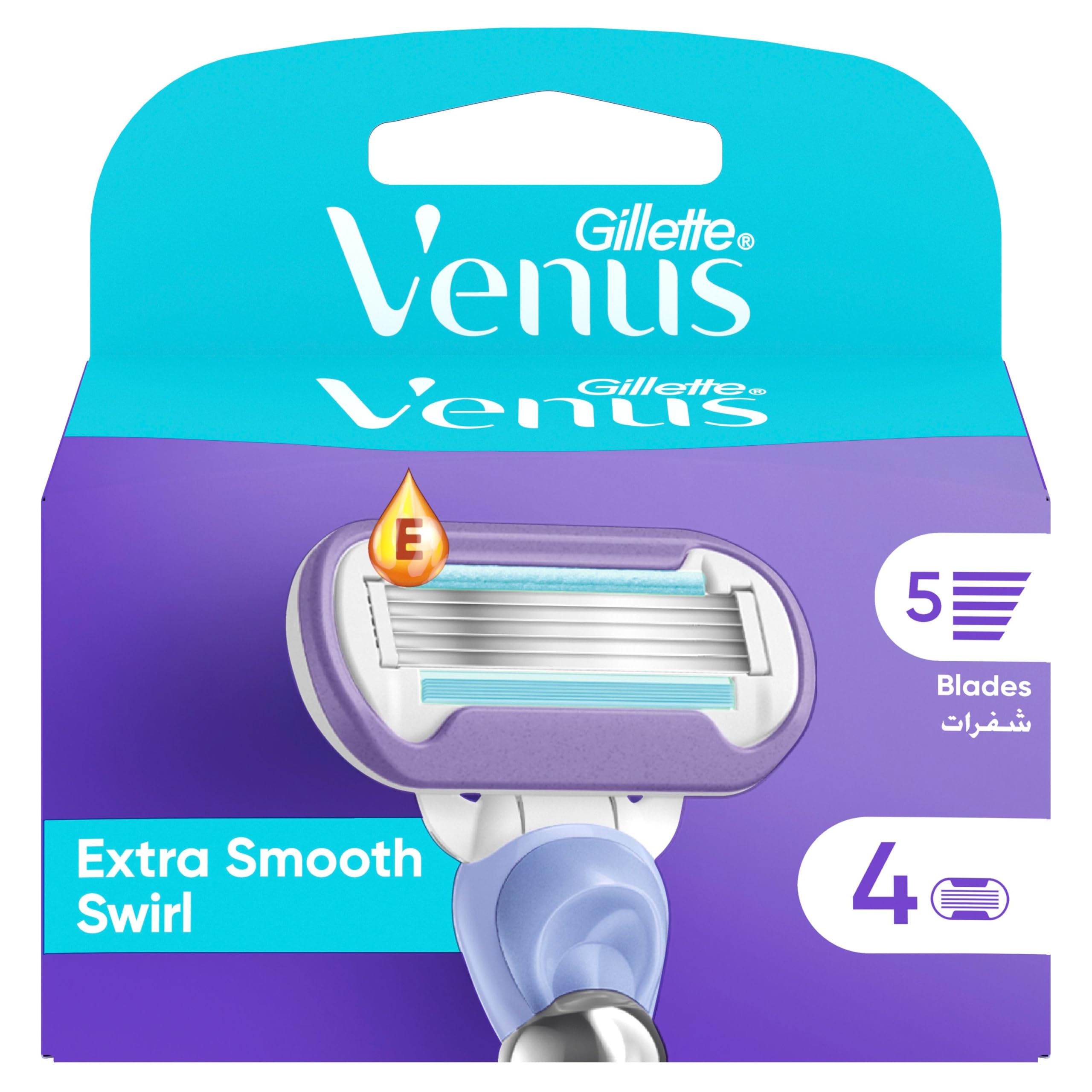 VenUS Swirl Flexiball Women's Razor Blade Refills, 4 Count