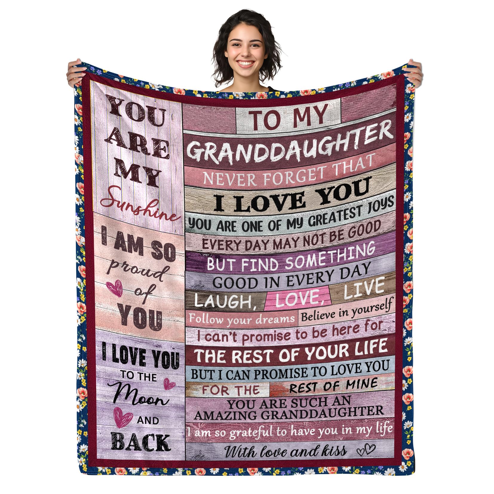 Ajiiusv Girls To Granddaughter Granddaughter Gifts Throw Blanket - Grandma & Grandpa Gifts - 50"X60"
