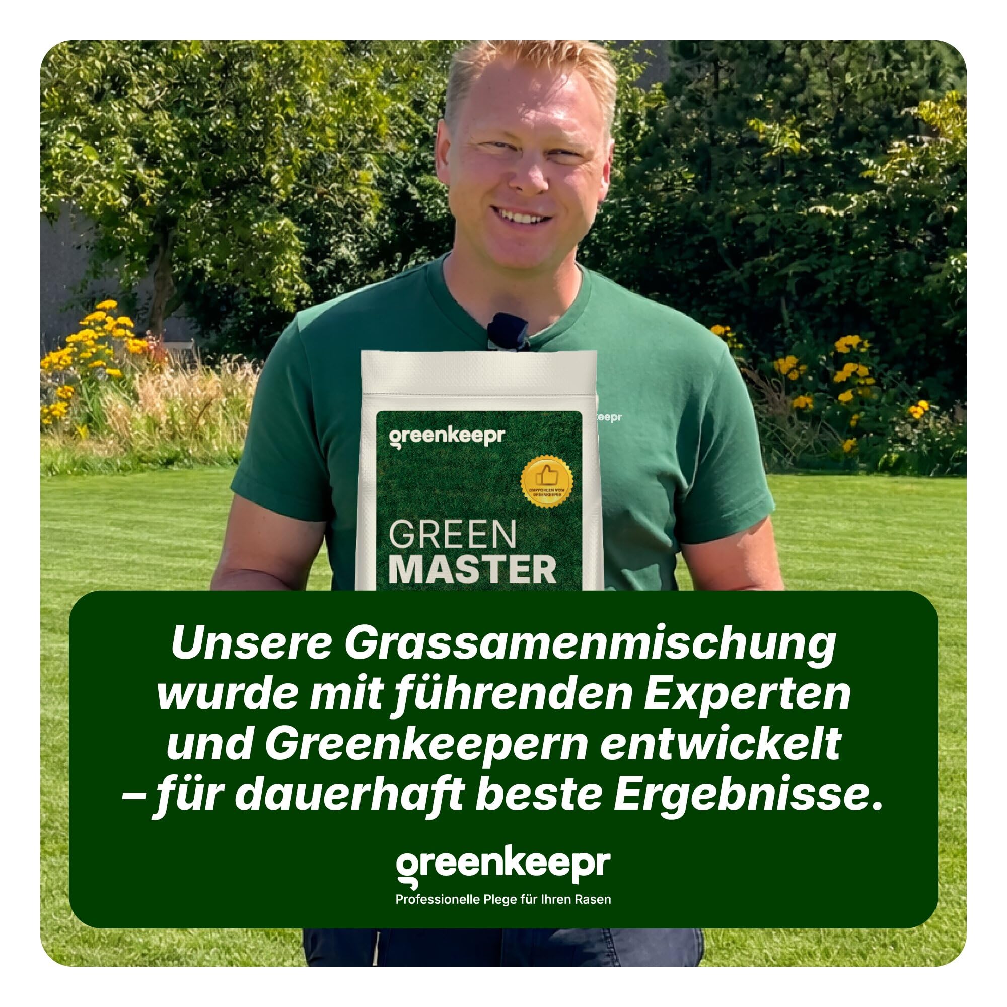 GreenMaster Premium Rasensamen 7,5 kg | Für Nachsaat & Neuanlage | Dichter, strapazierfähiger Rasen | Schnelles & kräftiges Wachstum | Profi-Qualität für größere Flächen