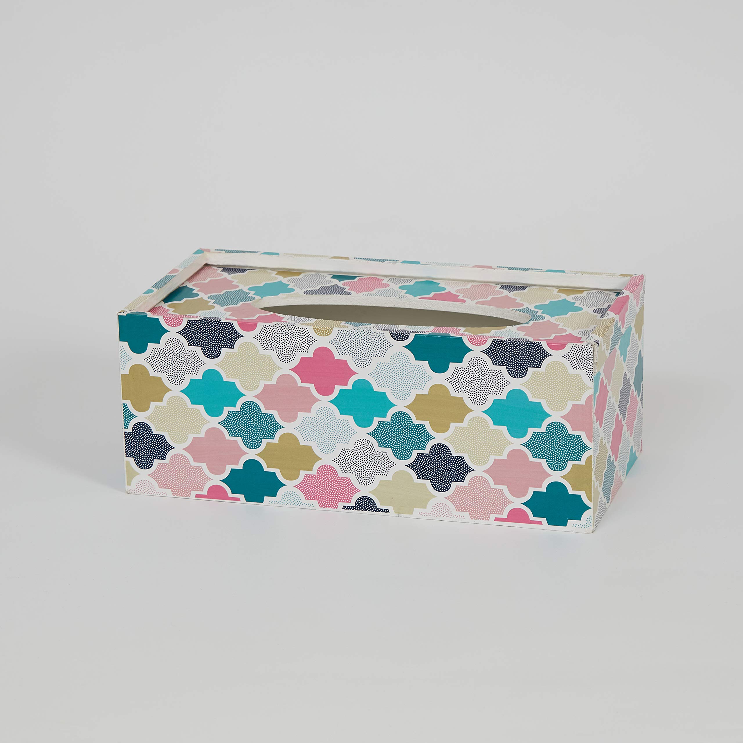 Mati Ke Laal Dots Pattern Decoupaged MDF Tissue Box Holder for Dinning Table Decor & Office Desk Decor