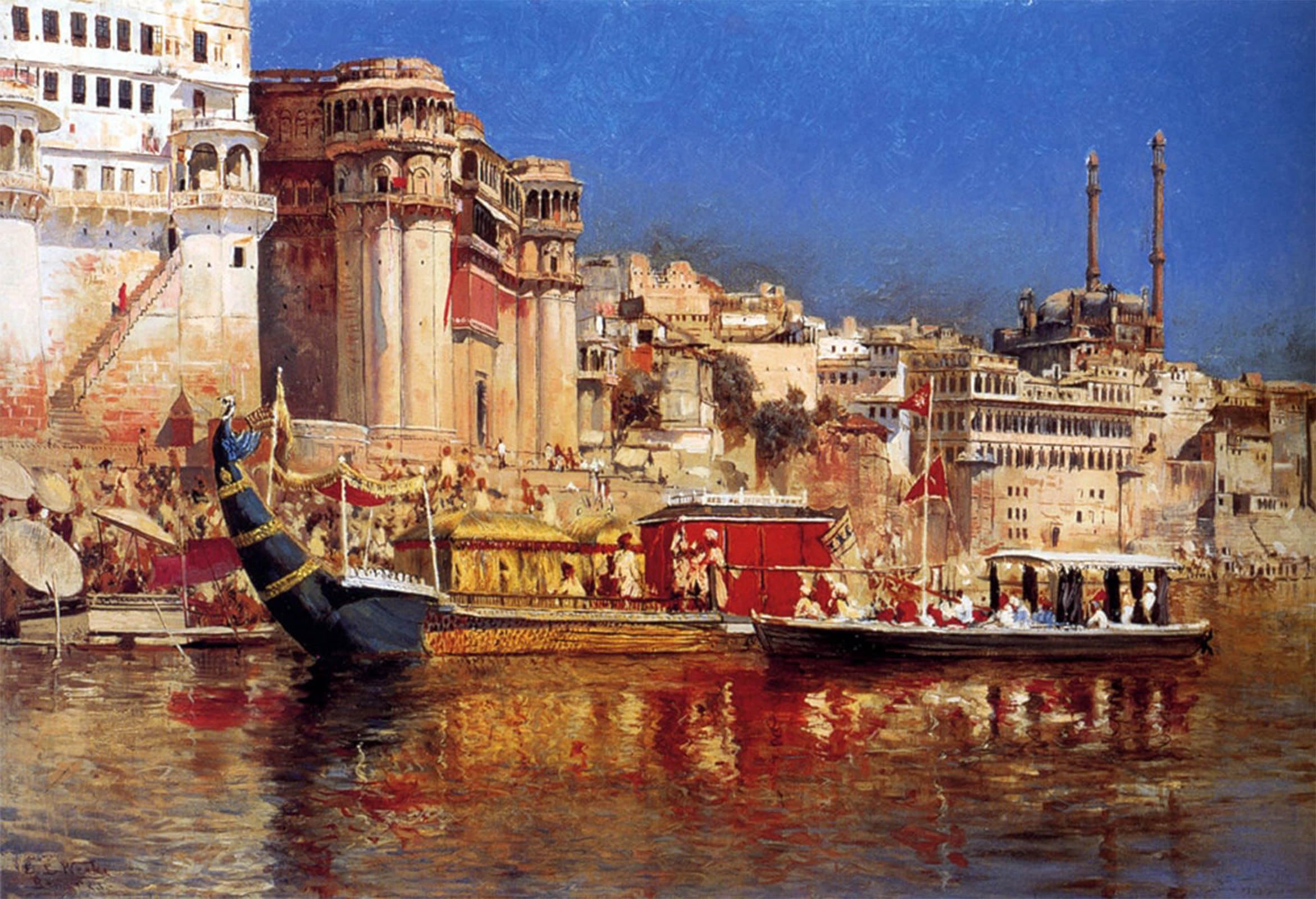 ARTXLXXBN Famous Art Print Poster Vintage Wall Art the Barge of the Maharaja of Benares by Edwin Lord Weeks Canvas Art Poster for Home Decor 60x90cm
