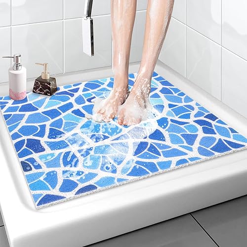 Miniatura 16 de Tapete de Ducha Tapete de Bañera Antideslizante - 32x32 Pulgadas, Tapete de Baño Suave y Cómodo con Orificios de Drenaje, Tapete de Baño de Masaje