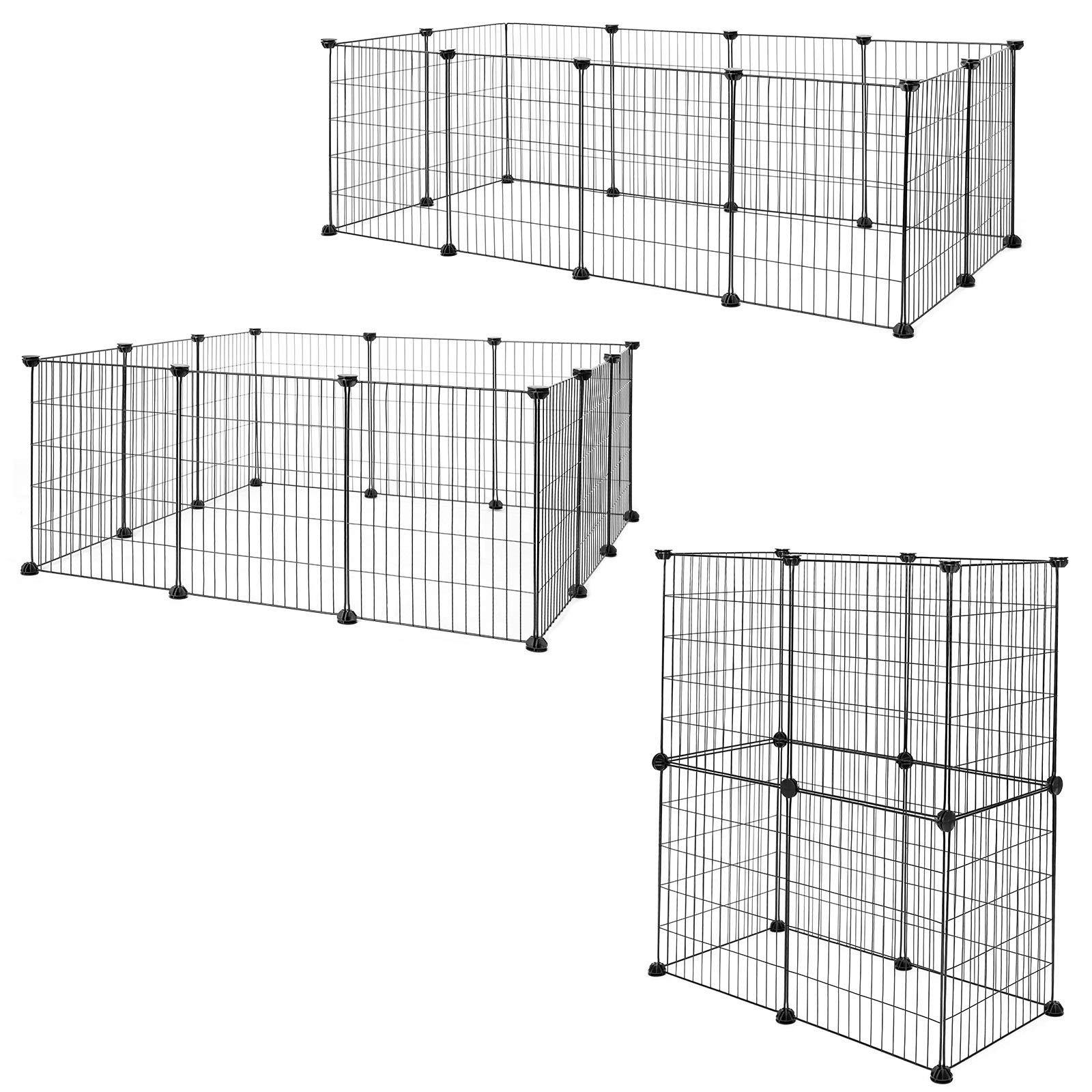 lionto Recinto metallo Recinzione piccoli animali Gabbia per piccoli animali ampliabili 144 X 74 X 46 cm