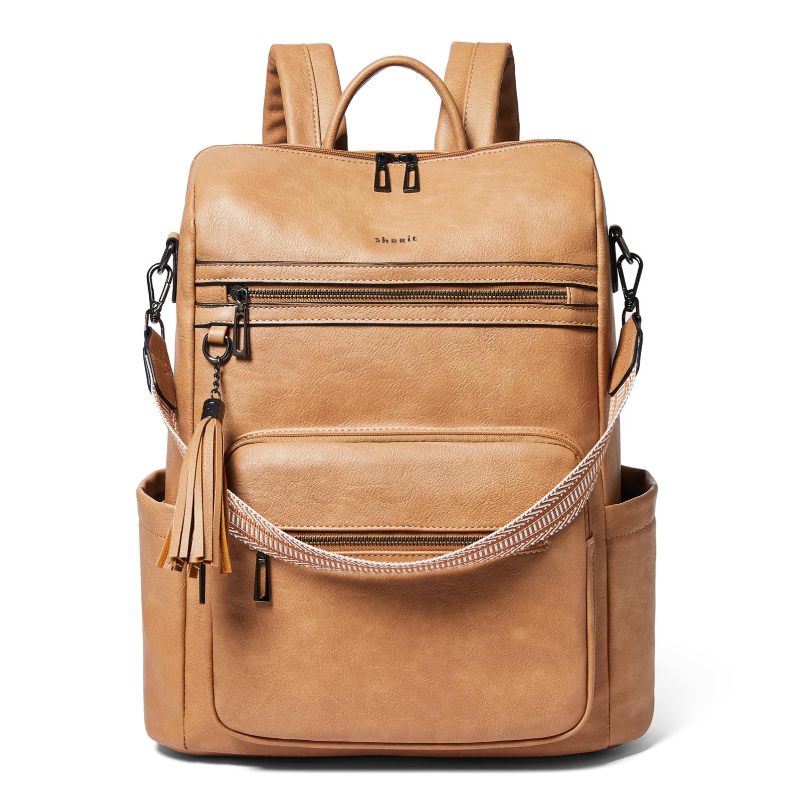 Shrrie 15.6 inch Laptop Backpack for Women,Large Leather Purse,Travel Backpacks Carry on,Water Resistant Casual Laptop Backpacks,College Backpack,Work