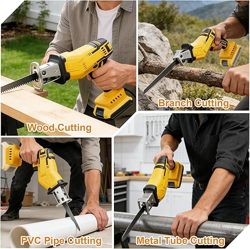 Miniatura 6 de Sierra recíproca inalámbrica compatible con batería Dewalt de 20 V MAX, velocidad variable de 0 a 3500 SPM, sierra recíproca eléctrica mini con 4