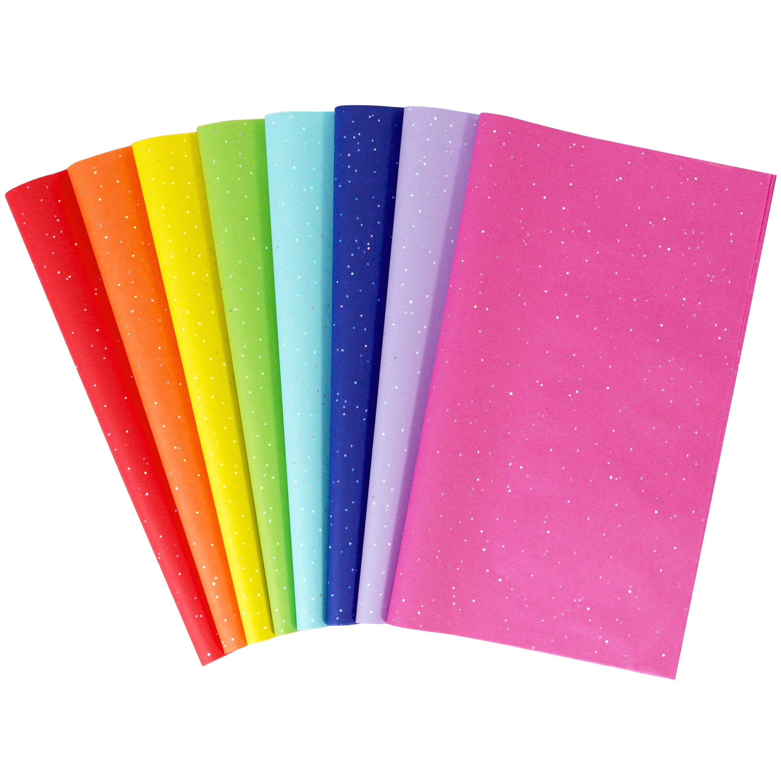 SUNCOLOR Sparkle Tissue Paper, 120 Sheets, Rainbow Colors, 20x14 Inches, Glitter Finish for Gift Wrapping, Crafts, Party Decorations
