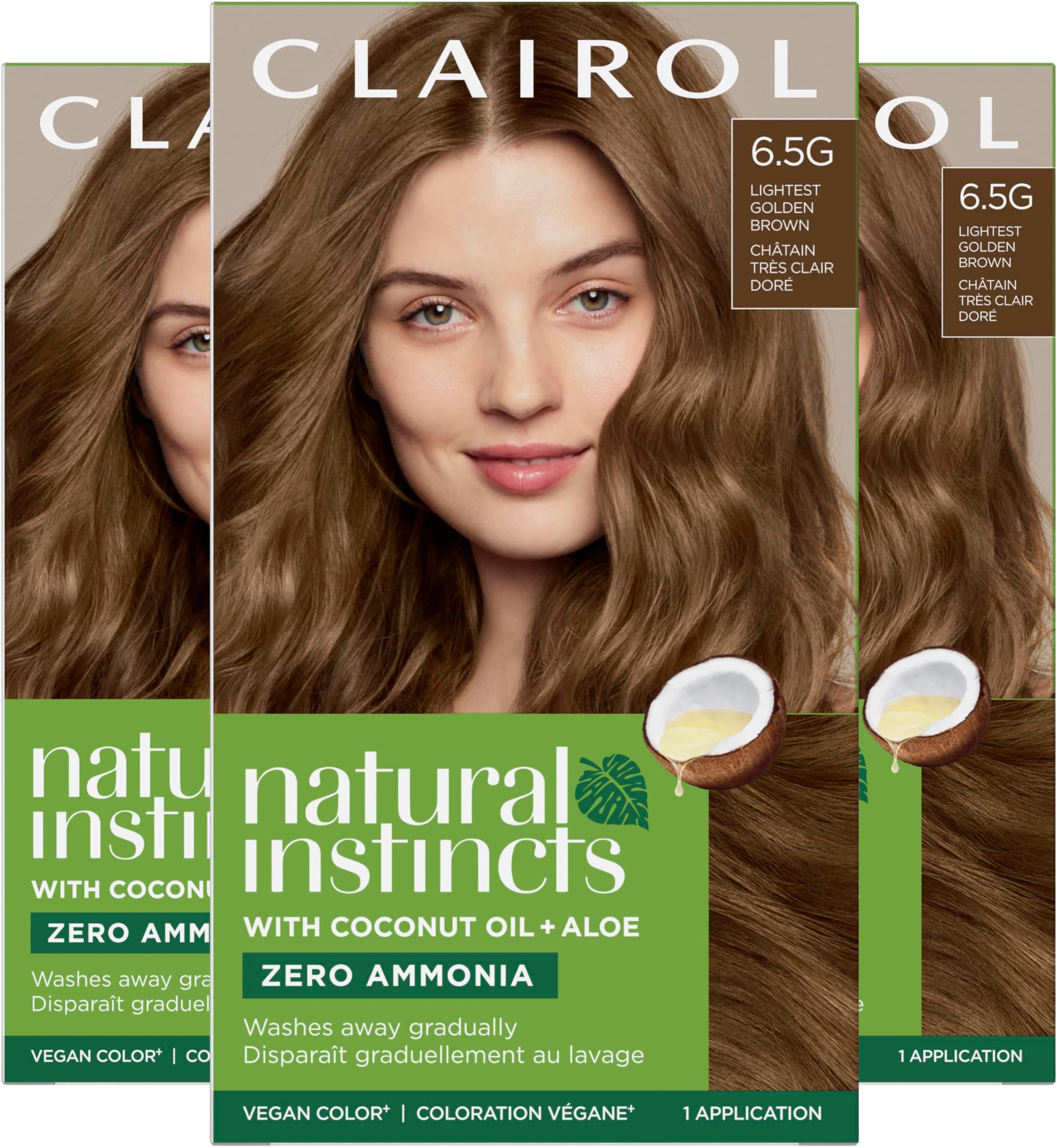 Natural Instincts Demi-Permanent Hair Dye, 6.5G Lightest Golden Brown Hair Color, Pack of 3