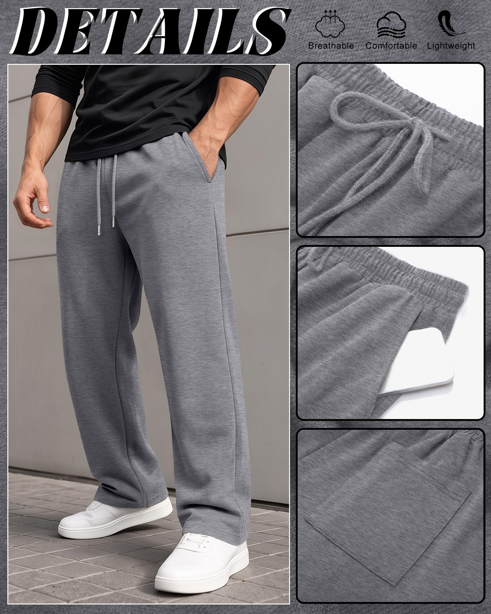 Neer Pack Pantalones de Chándal para Hombre Tipo Jogger con Bolsillos, bajo Abierto, Pantalones Deportivos de Gimnasio, Holgados, Ropa para Entrenamiento