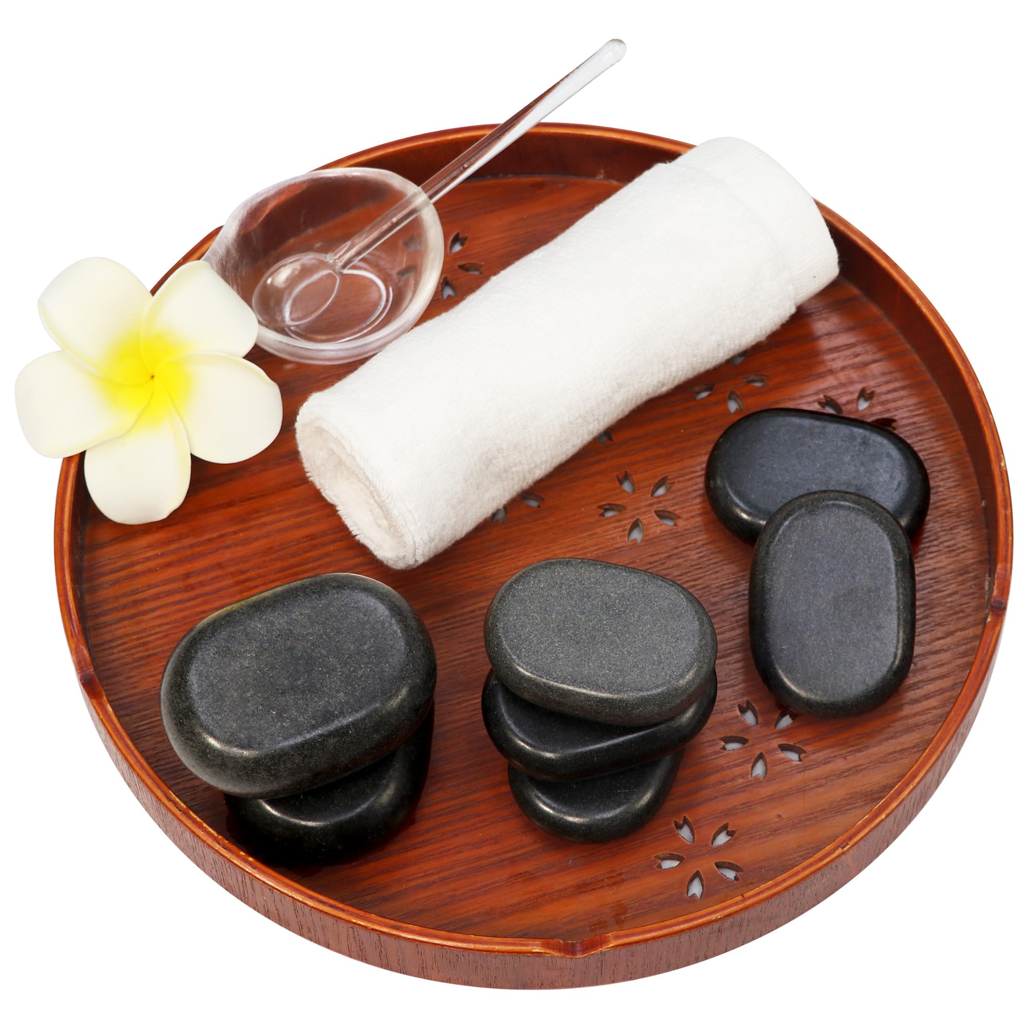 Master Massage Hot Stone - Piedras de masaje en caja decorativa de bambú (18 unidades)