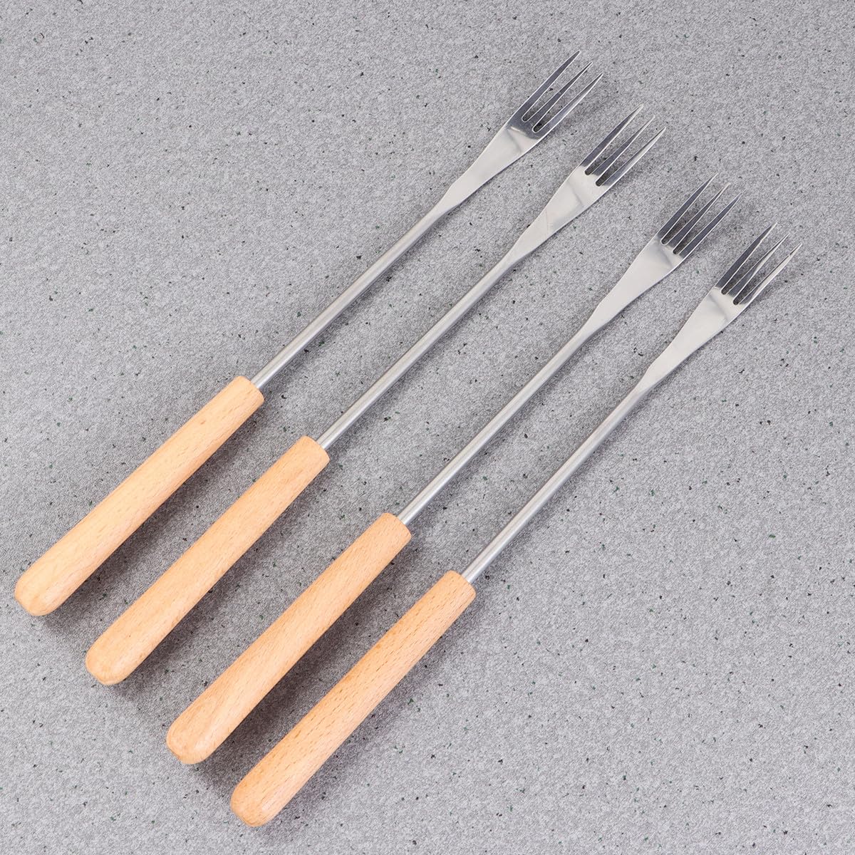 Artibetter Forchette da Fonduta Resistente al Calore Manico in Legno in Acciaio Inox Set 6 per Barbecue, Picnic e Pentola Calda
