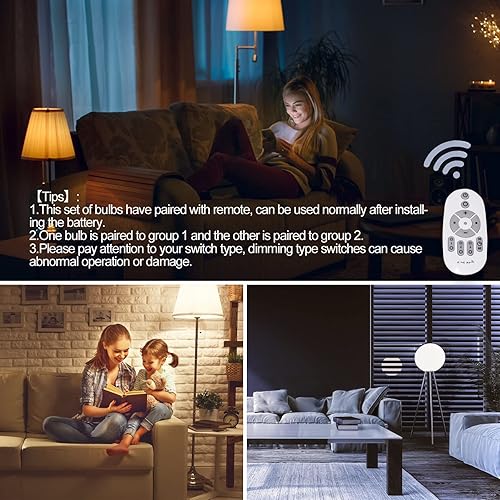 Miniatura 6 de Bombilla LED inteligente regulable con control remoto E27 de 9 W, temperatura de color ajustable (cálidofrío) y brillo, paquete de 2 (2 bombillas +