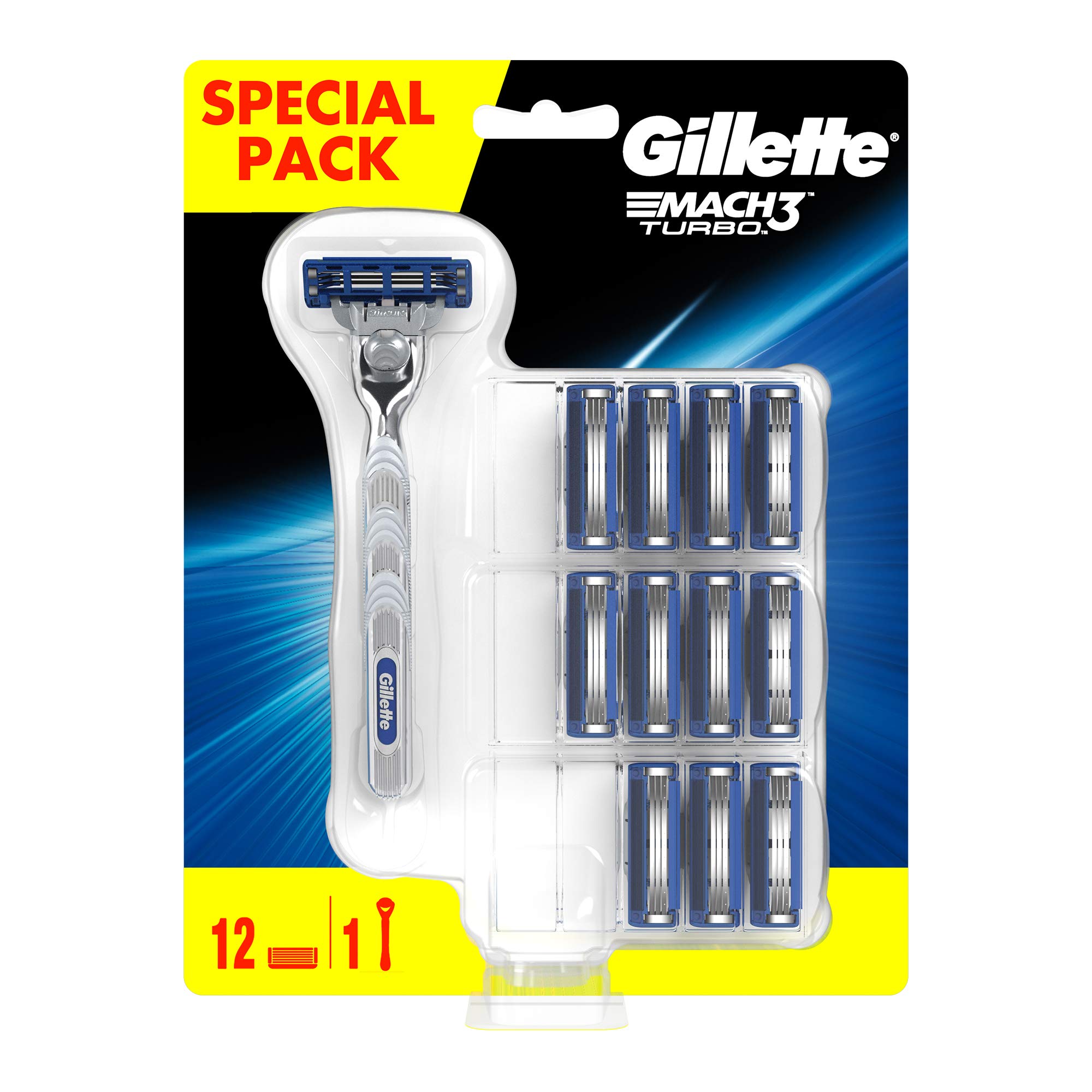 Gillette Mach3 Turbo Men's Razor, 11 Blades