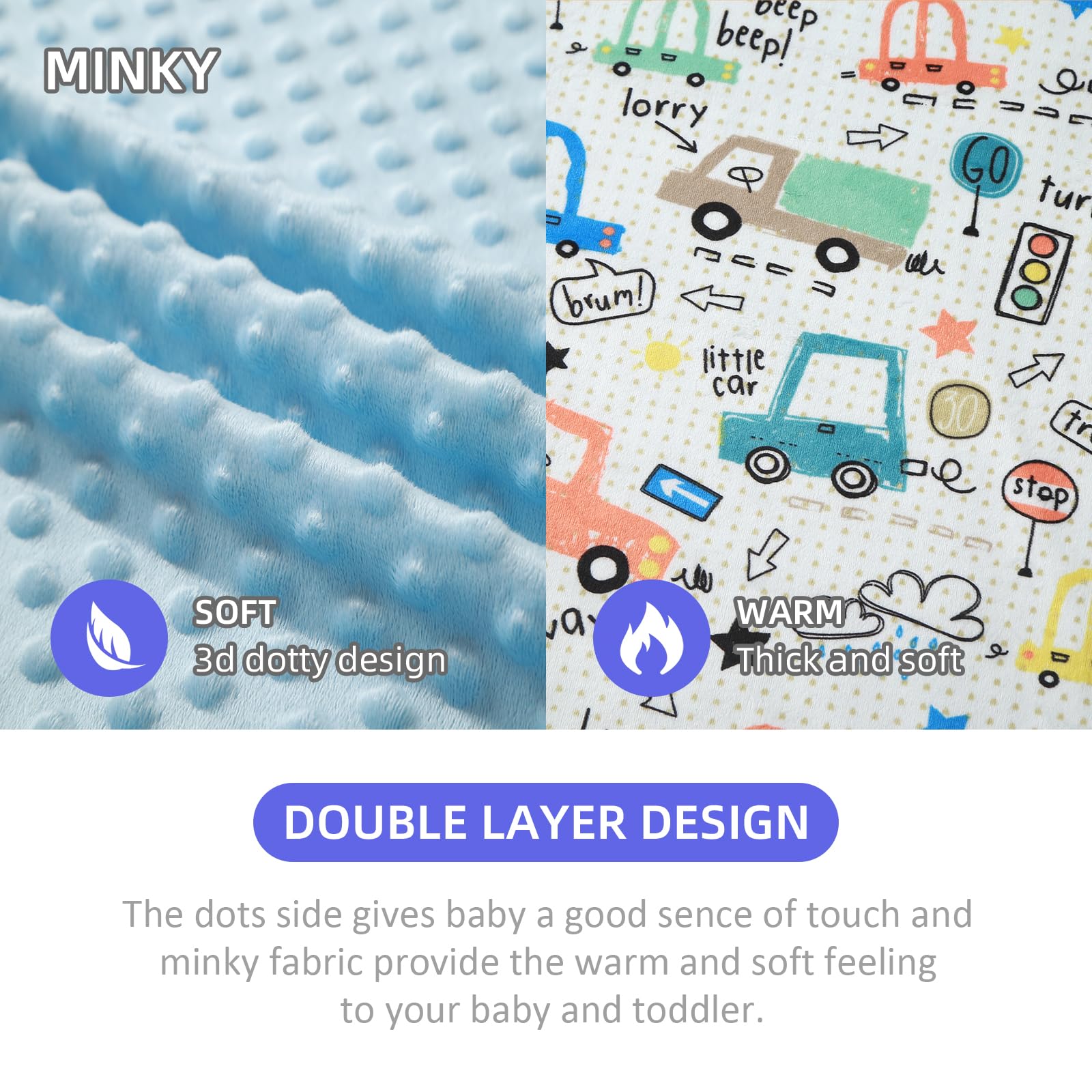 iEvolve Baby Blanket Ultra Soft Double Layer with Dotted Backing Receiving Blankets Toddler Baby Nursery Bed Blankets Shower Gifts(CA,110 * 150cm) - Image 4